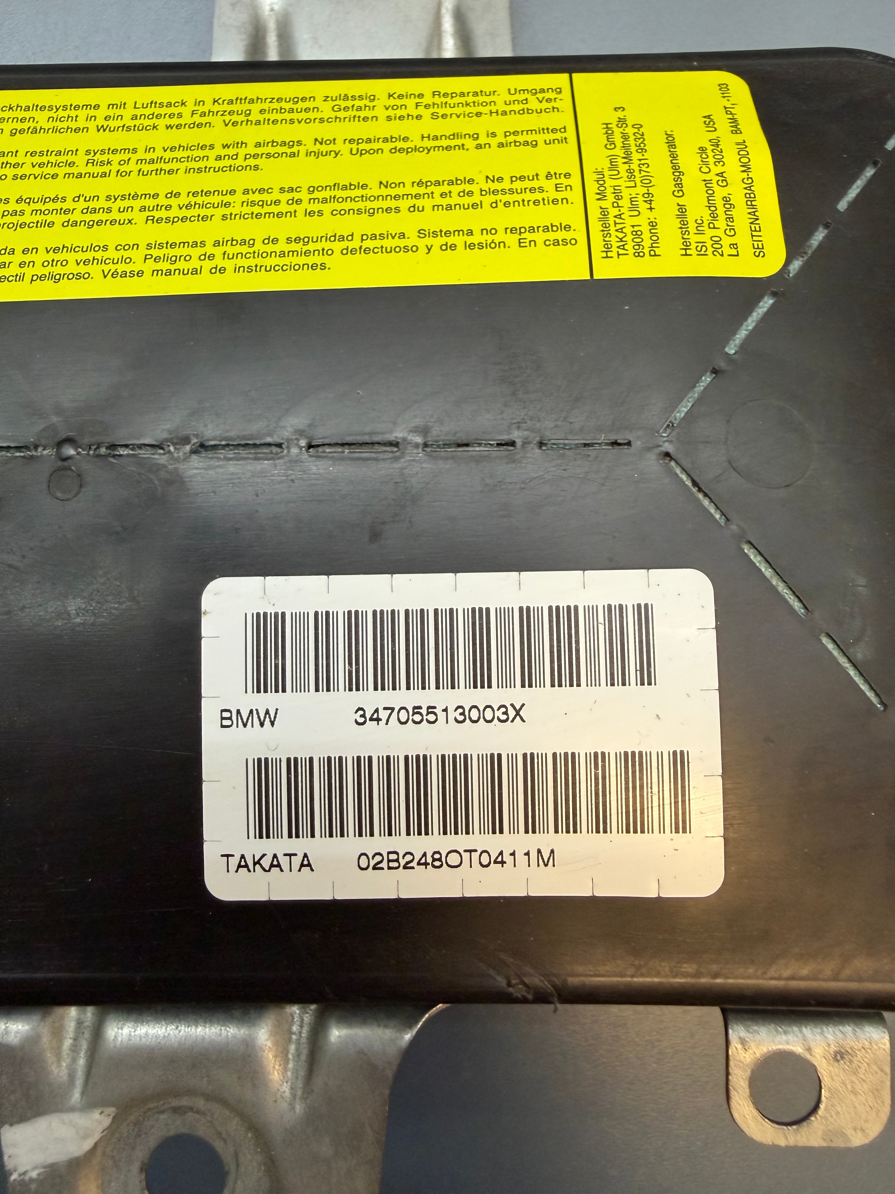 BMW E85 Z4 Front Right side door Airbag 34705513003X