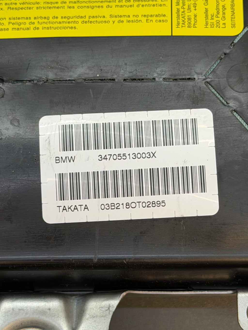 BMW E85 Z4 Front Right side door Airbag 34705513003X