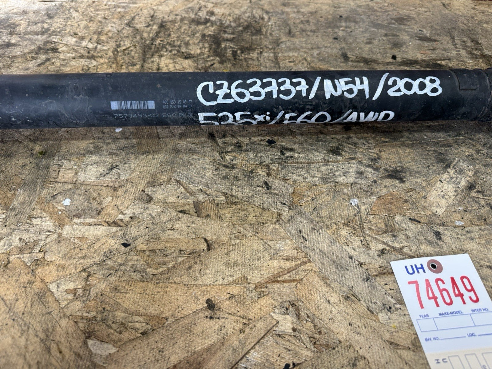 2008 535XI E60 REAR DRIVESHAFT  74649 7573493 "NOTE"