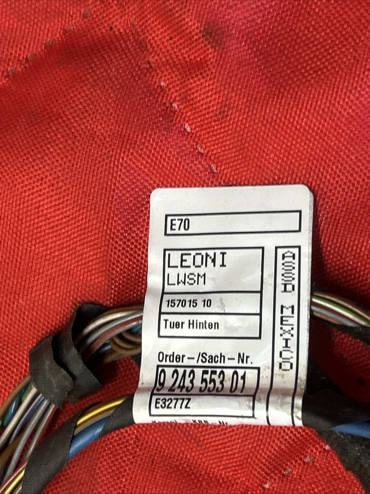 2007-2013 BMW X5 Rear Left/Right Door Wiring Harness 9243553 OEM