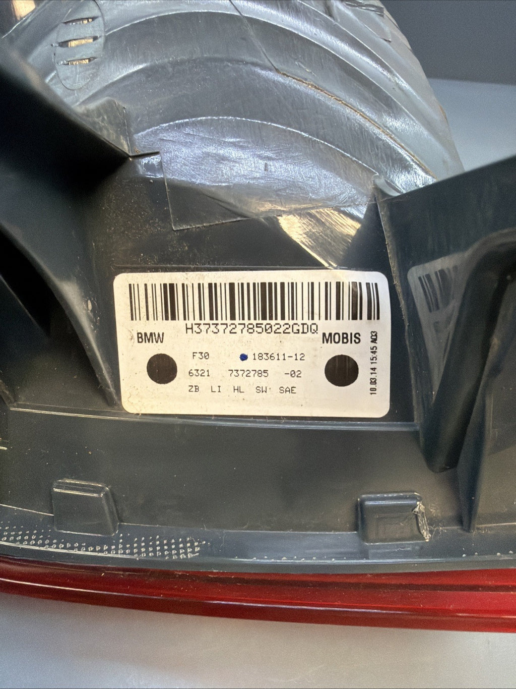 2011-2015 BMW 328IX F30 REAR LEFT SIDE OUTER TAILLIGHT LIGHT LAMP OEM 7372785