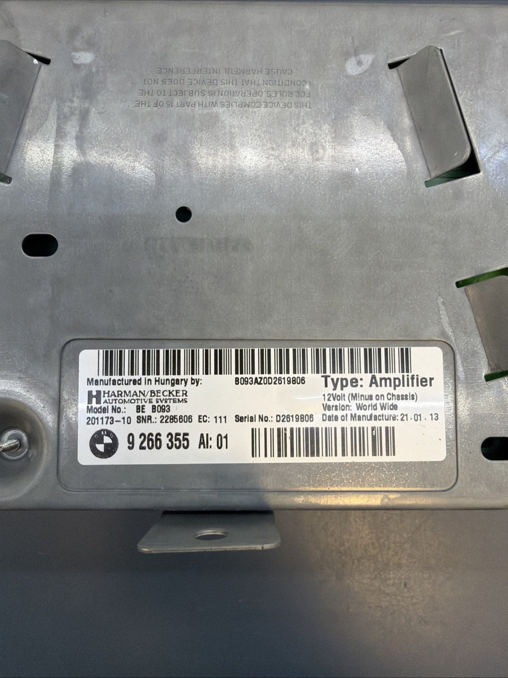 11 - 2016 BMW 328i 528i 535i HIFI SYSTEM AMPLIFIER HARMAN BECKER 9266355 OEM