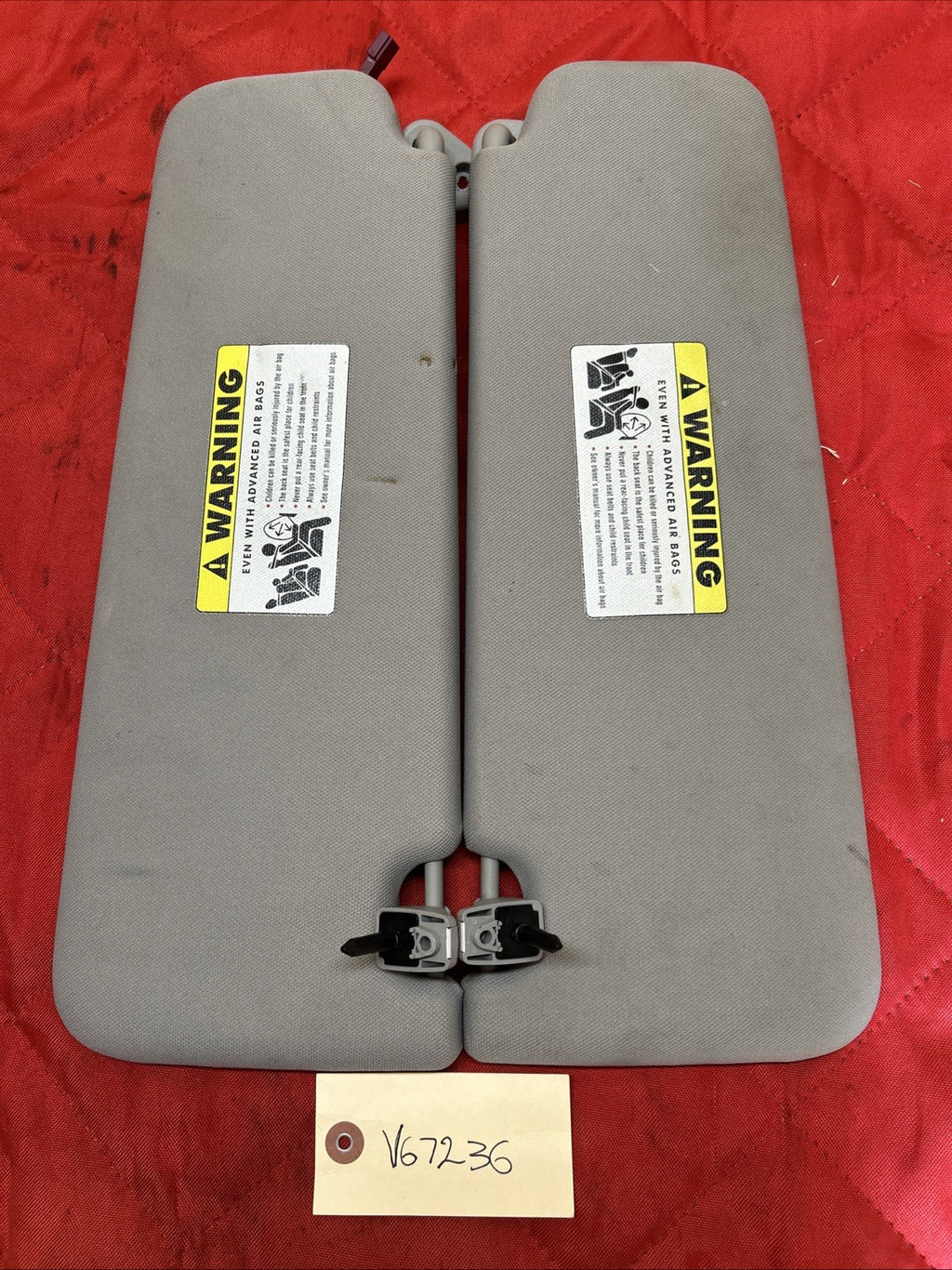 BMW E90 E91 E92 E93 Sun Visor Set Driver & Passenger Gray 6957369 6957370 CLOTH