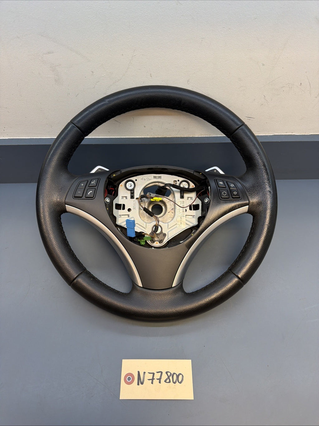 06-11 BMW E90 3 SERIES BLACK LEATHER SPORT STEERING WHEEL W PADDLES 6795858
