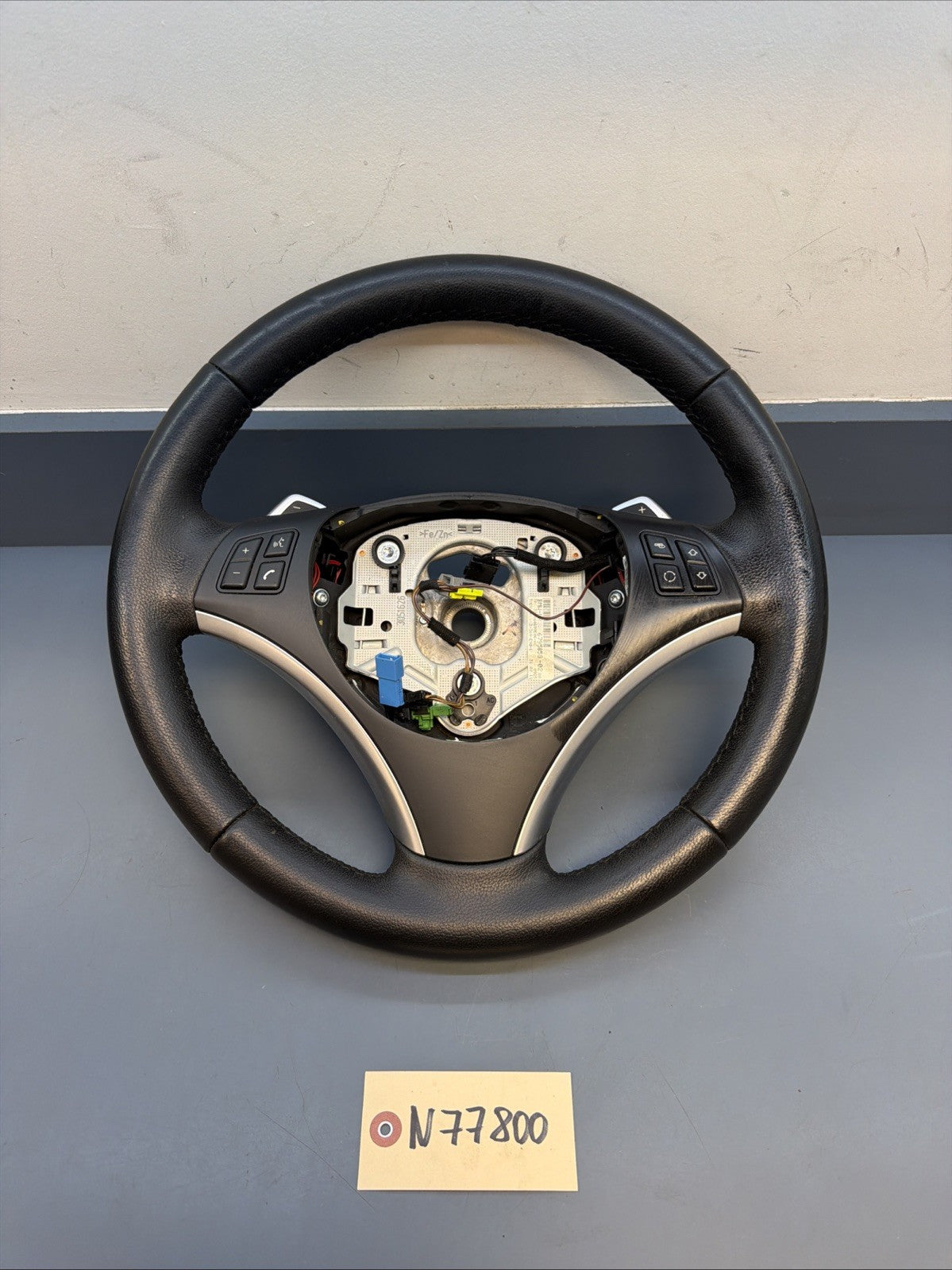 06-11 BMW E90 3 SERIES BLACK LEATHER SPORT STEERING WHEEL W PADDLES 6795858