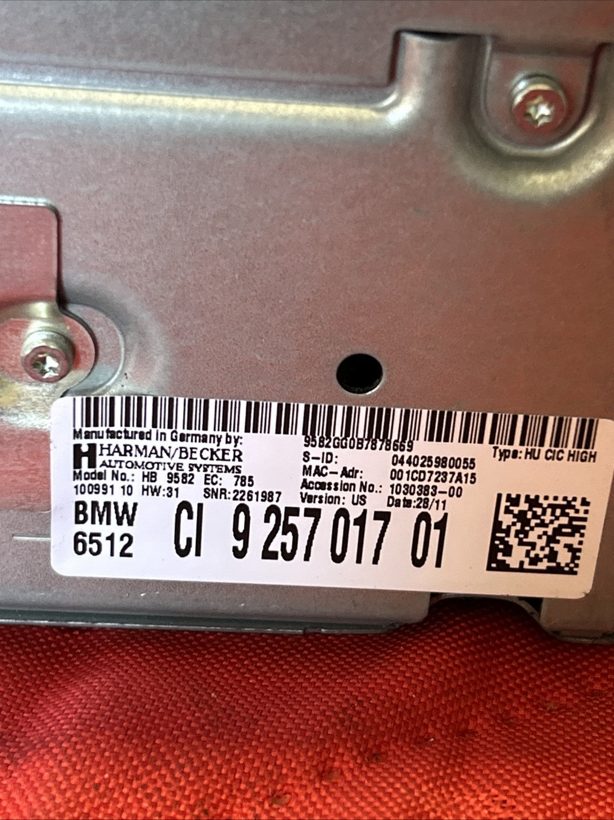 2011-2013 BMW X3 CD Receiver Radio Stereo Head Unit 9257017 OEM