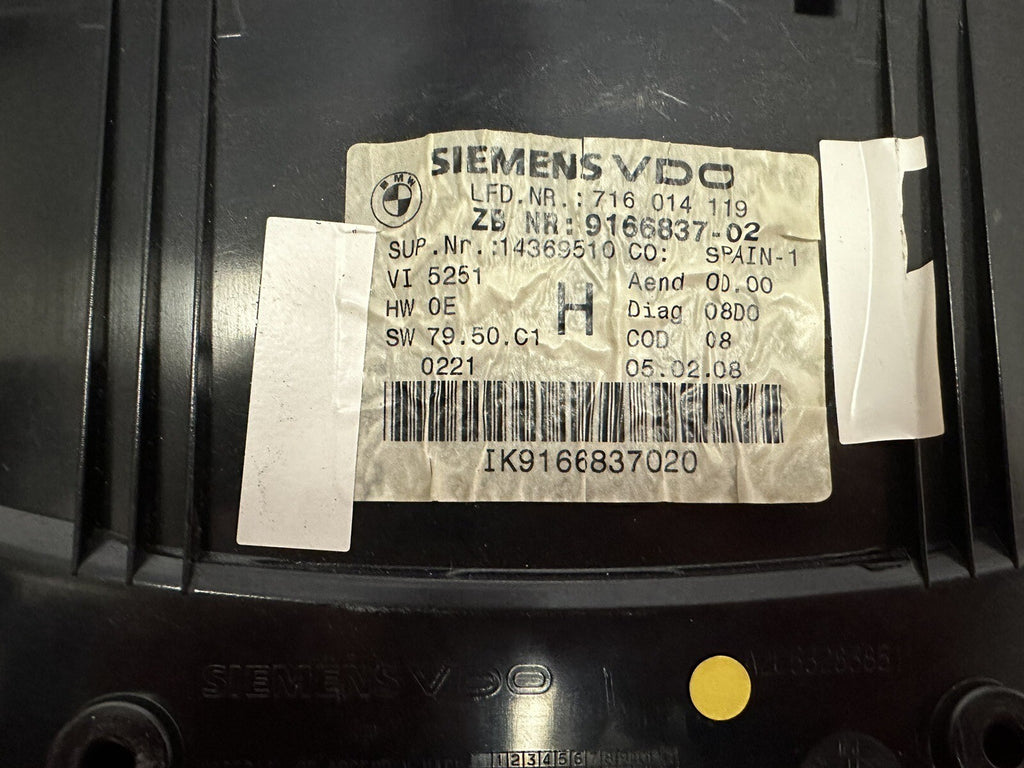 06-12 BMW SPEEDOMETER INSTRUMENT CLUSTER E90 E92 E93 3-Series OEM 9166837