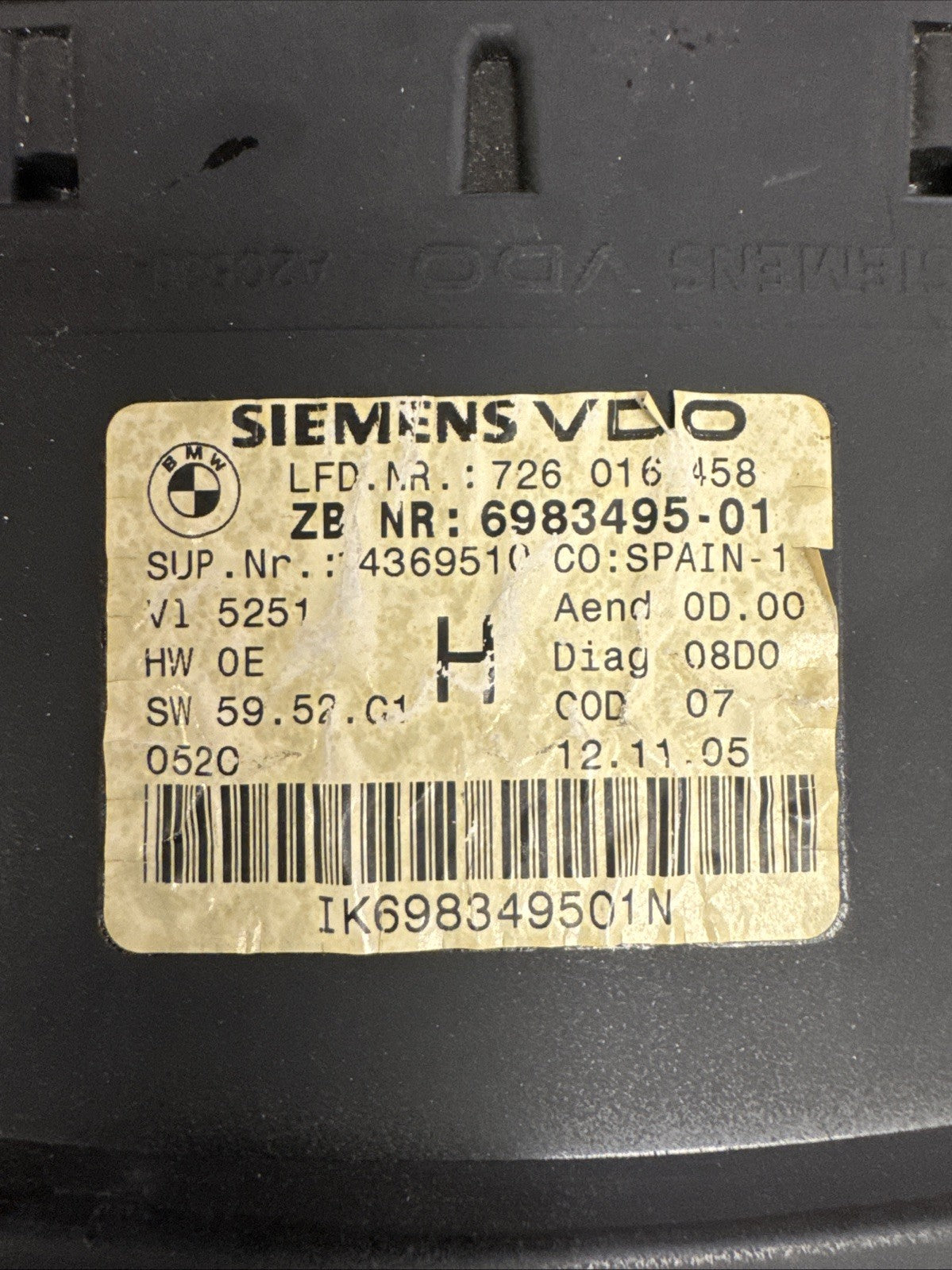 06-13 OEM BMW E90 E91 E92 E93 328 Speedometer Instrument Cluster Siemens 6983495