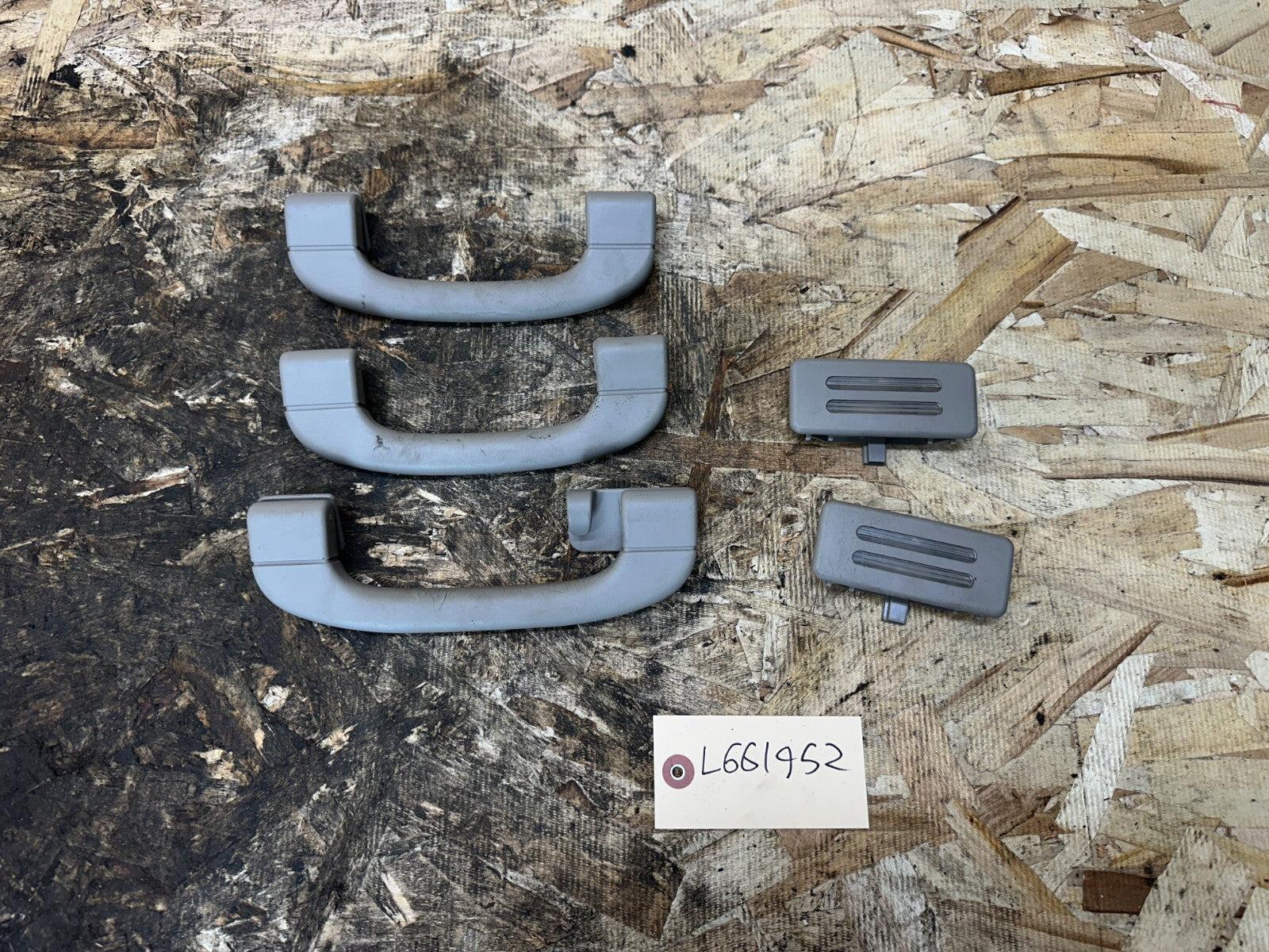 BMW 2007-2014 E70 X5 GRAY GRAB HANDEL SET 3PC W/ READING LIGHTS OEM 6977696
