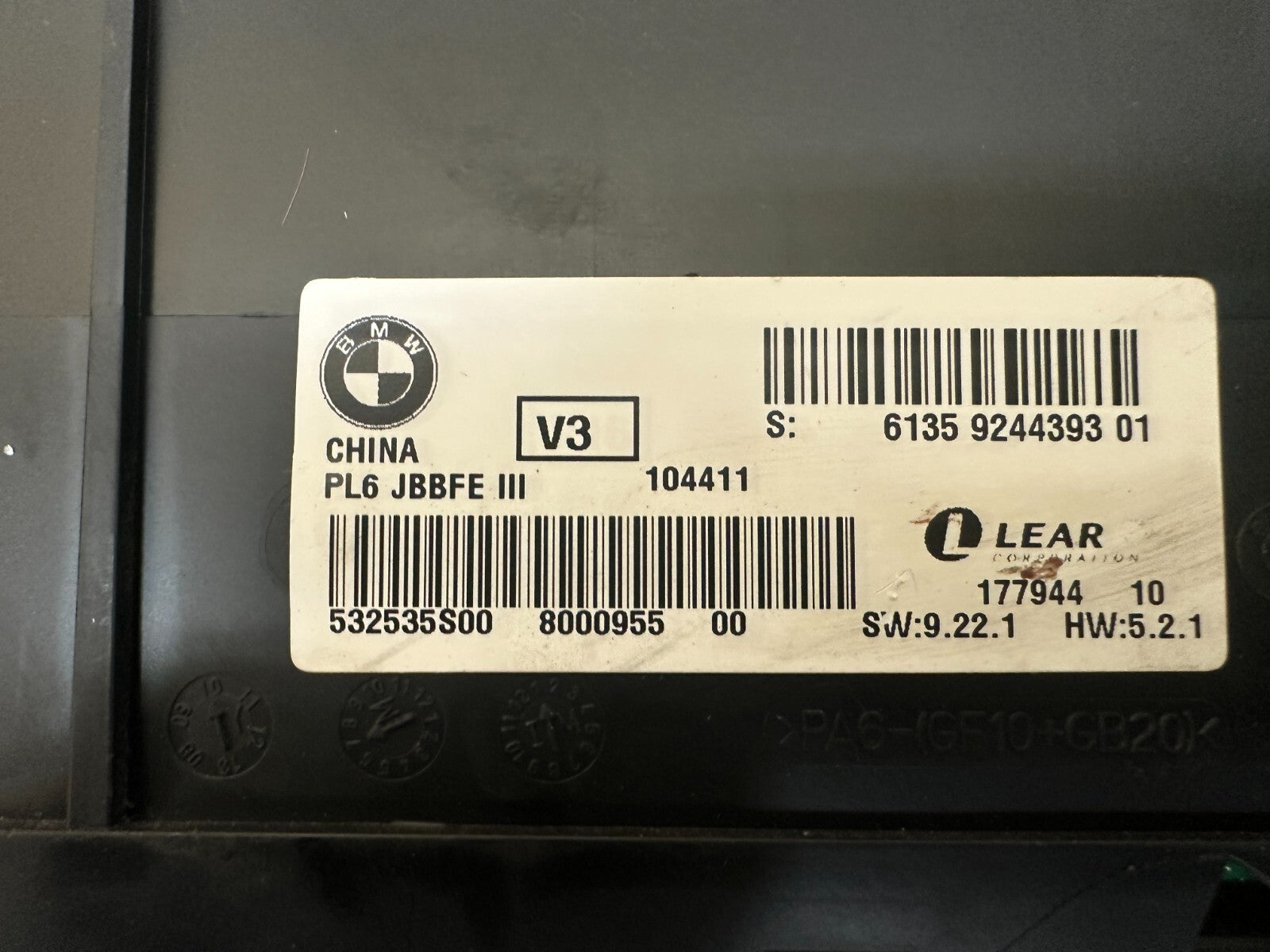 BMW 2010-2017 F10 5 SERIES BCM BODY CONTROL MODULE JUNCTION BOX OEM 9244393