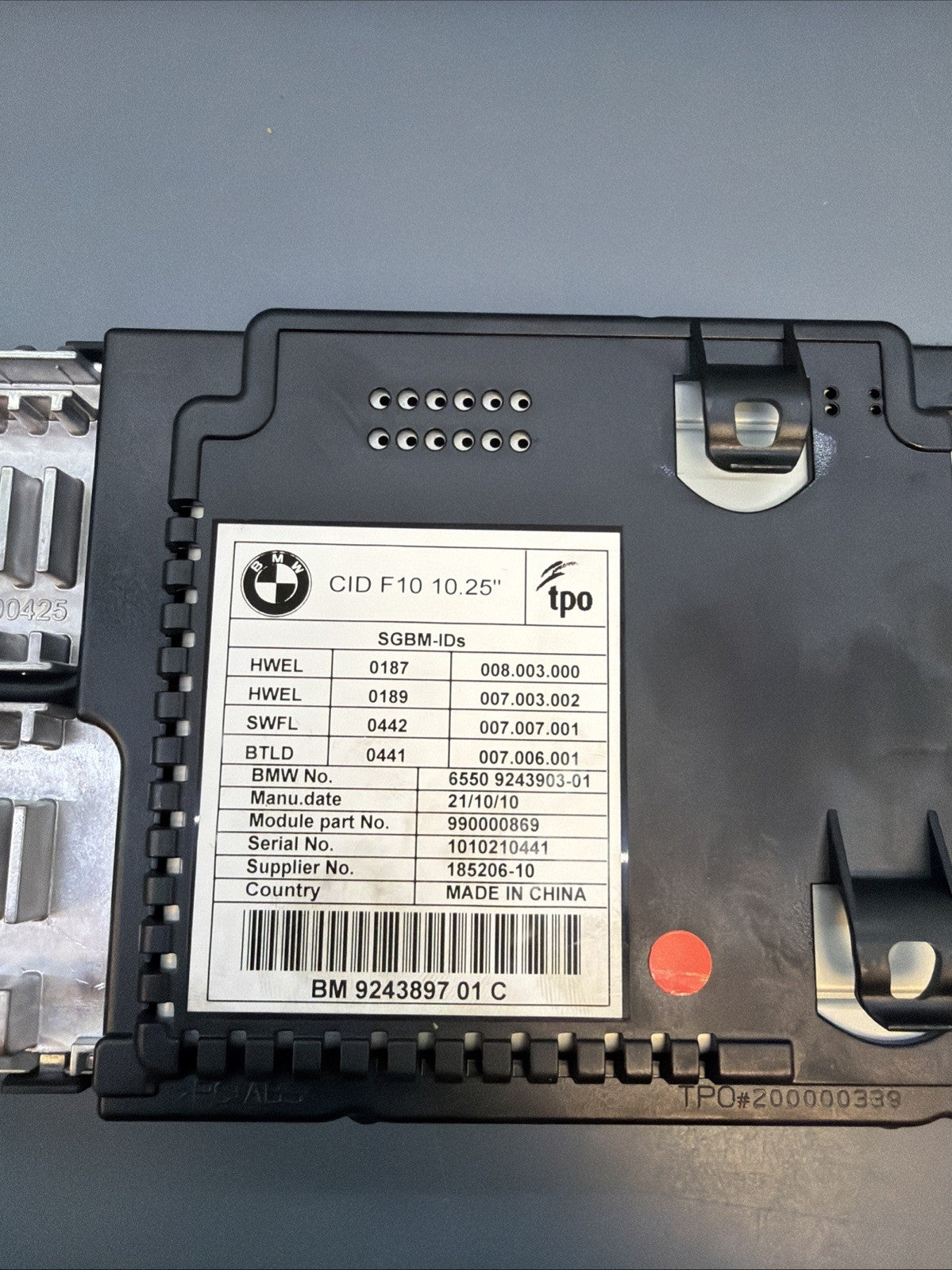 2011-2016 BMW 535I F10 DASH CENTER INFORMATION DISPLAY CID SCREEN 9243897