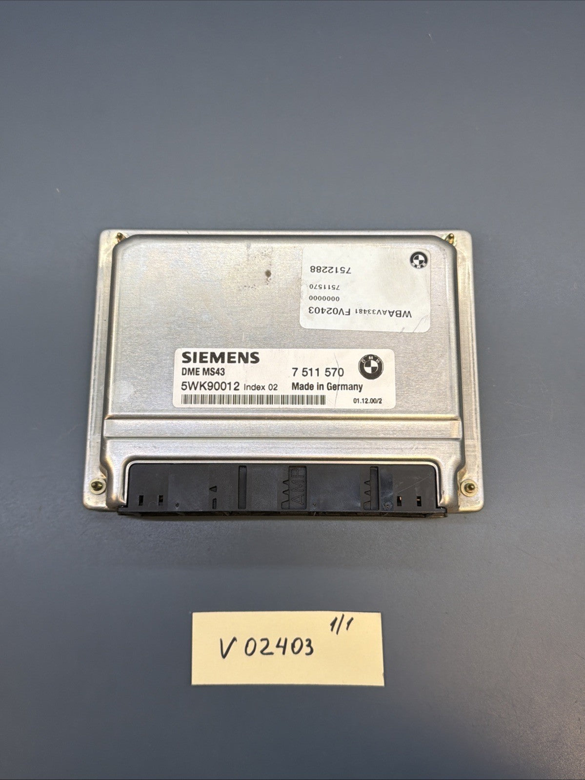 01-05 BMW 325i MS43 5WK90012 7511570 ENGINE CONTROL MODULE ECU ECM PCM OEM UNIT