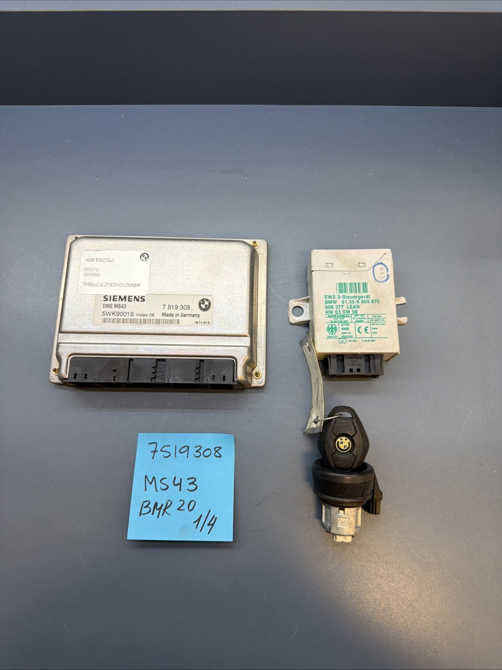 BMW 99-03 Z3 3/5 SERIES M54 ENGINE ECU(DME)+CAS+KEY SET OEM 7519308 MS43