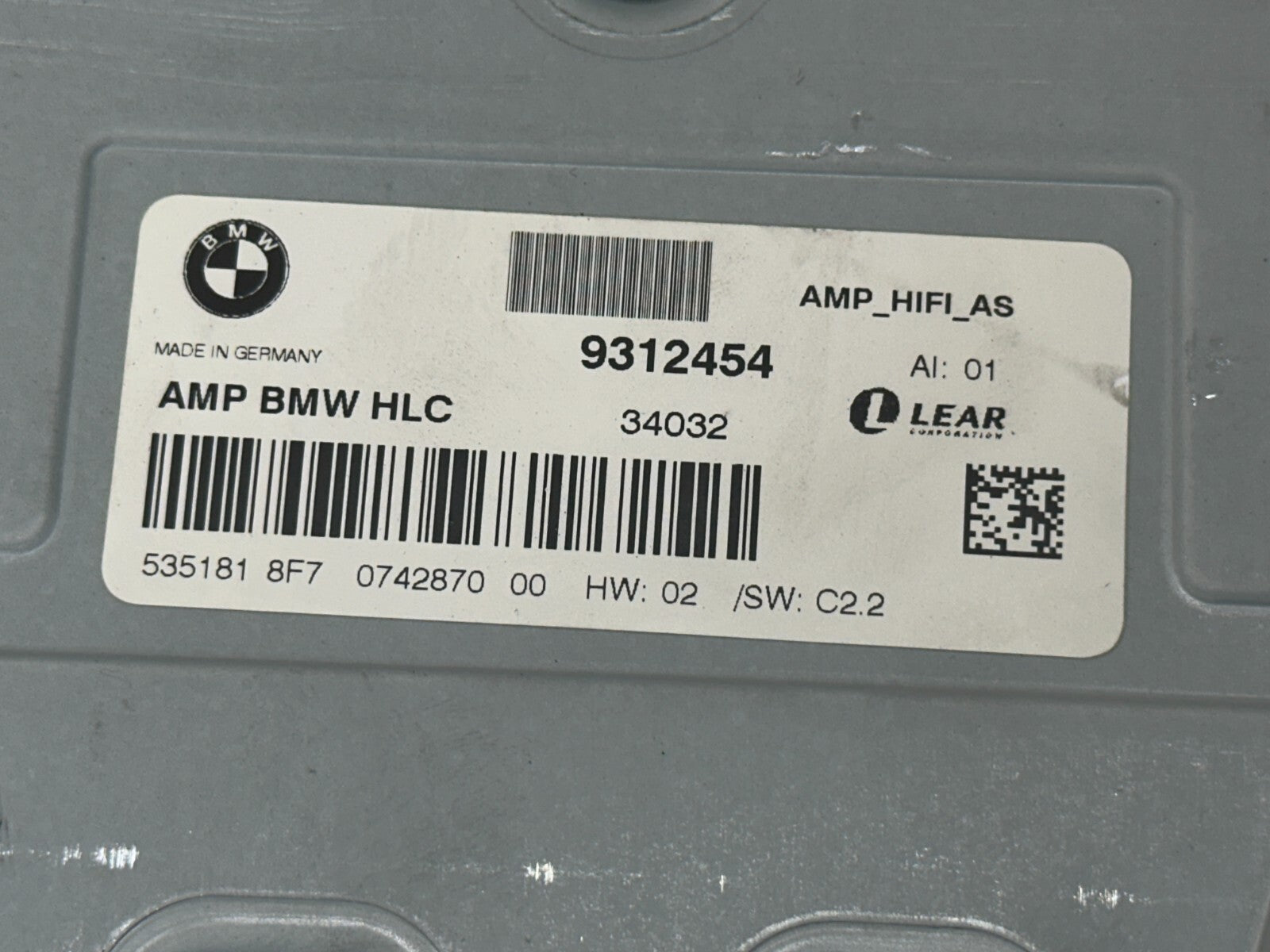 BMW 2012-2015 F30 AUDIO SOUND SYSTEM AMP AMPLIFIER HiFi OEM 9312454