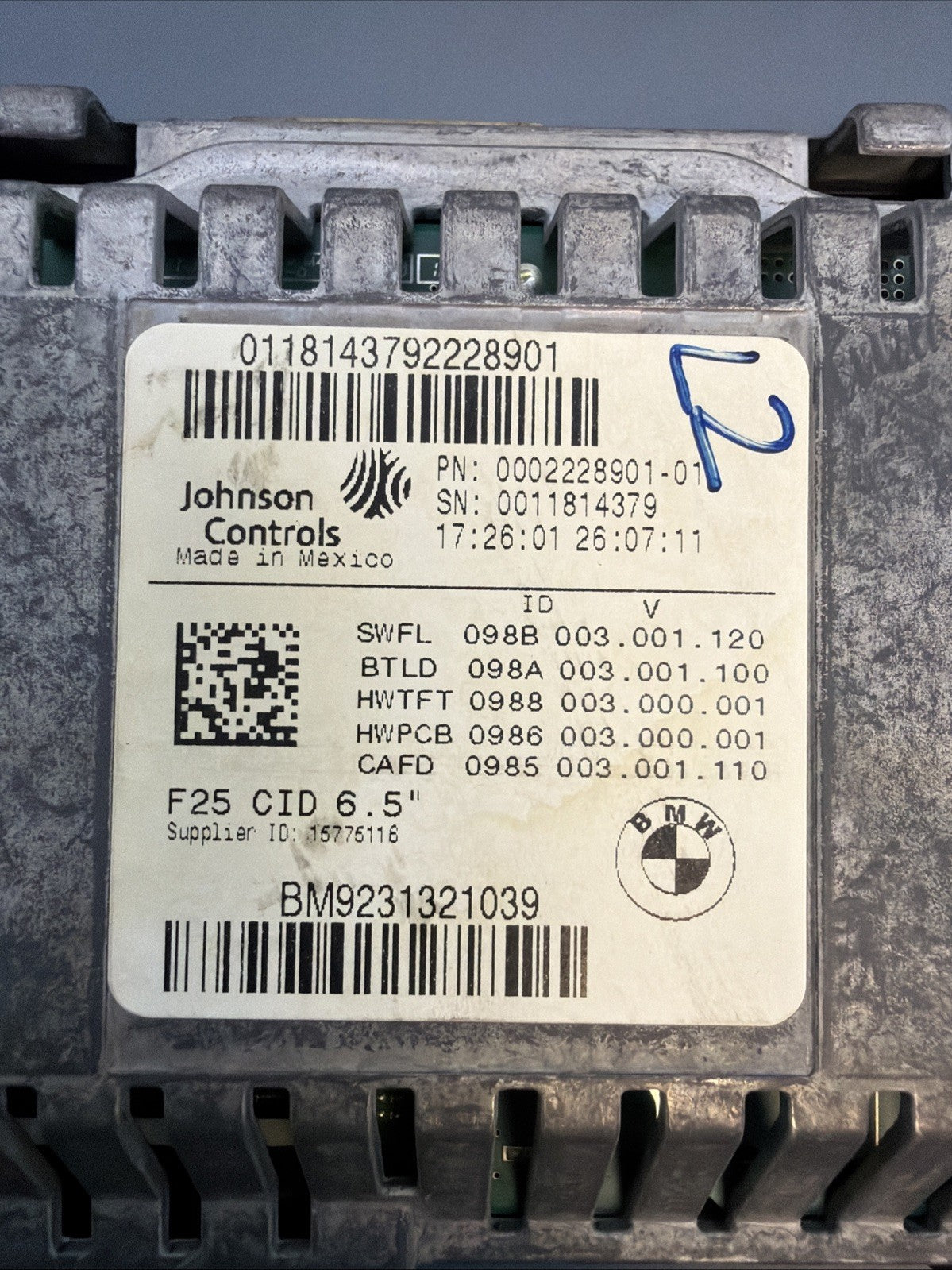 10-17 OEM BMW X3 F25 CENTRAL INFORMATION DISPLAY CID 6.5 9231321039