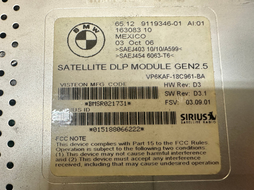 BMW 04-10 E90 3 SERIES SIRIUS SATELLITE RADIO DLP CONTROL MODULE OEM 9119346