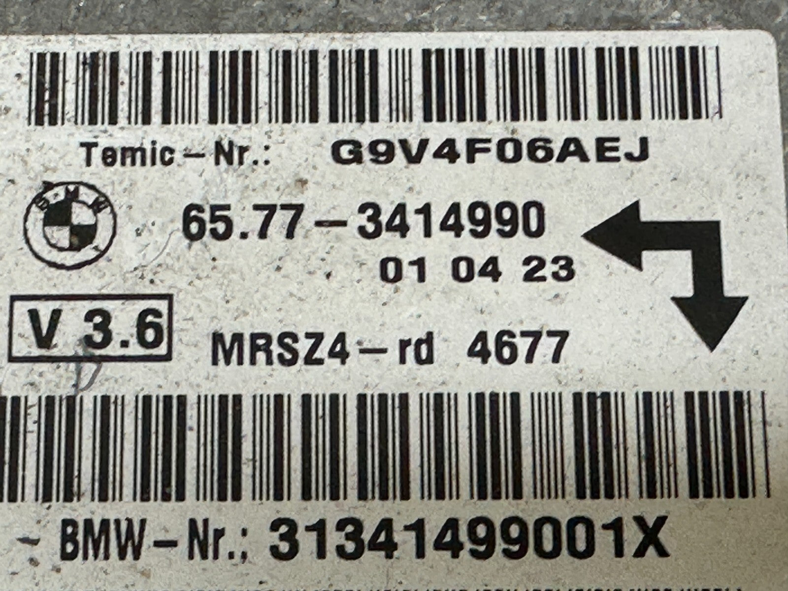 BMW 2003-2006 E83 X3 CENTER SRS CONTROL MODULE OEM 3414990
