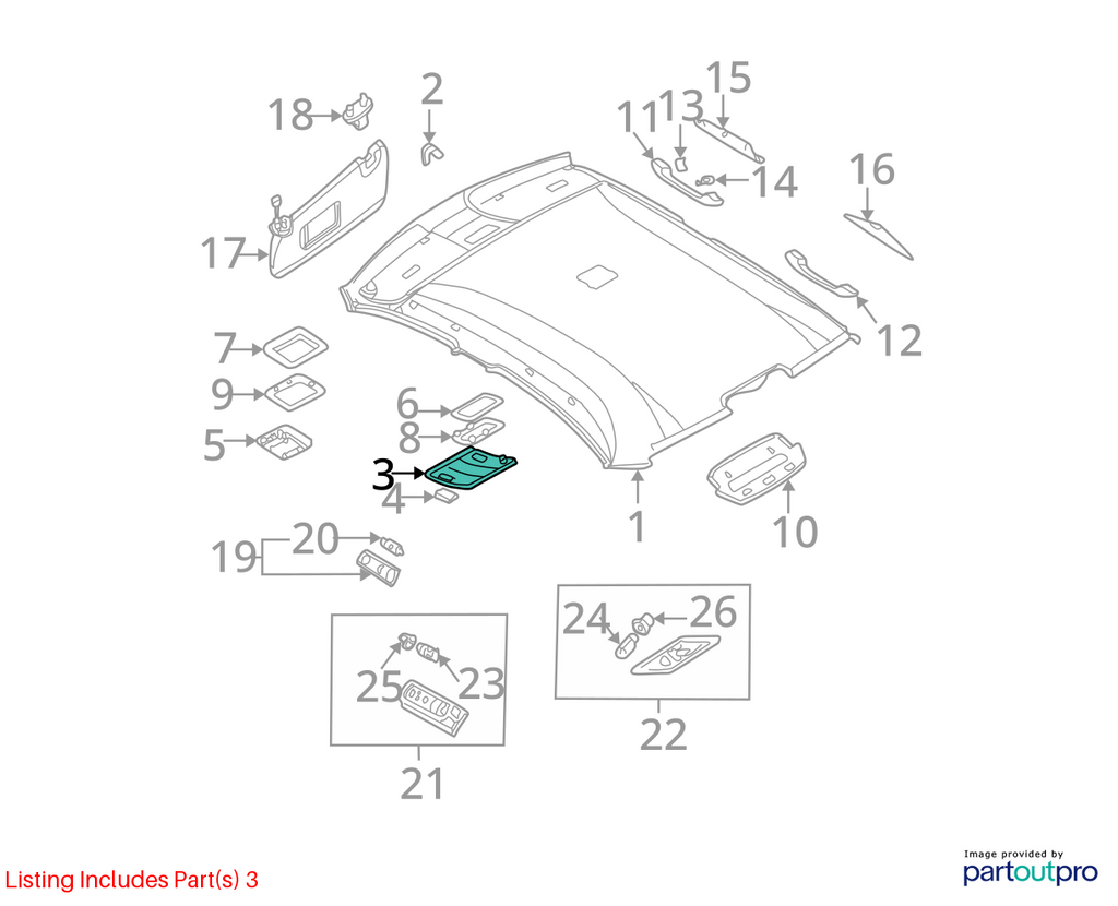 99-05 OEM BMW E46 325 Sedan Front Headliner Sunroof Switch Trim Beige 8229034