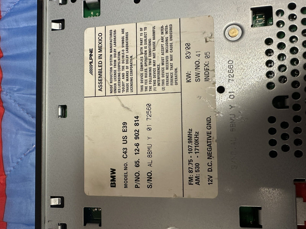 96-00 BMW 528I E39 RADIO CASSETTE PLAYER CHANGER RECEIVER 6902814 OEM