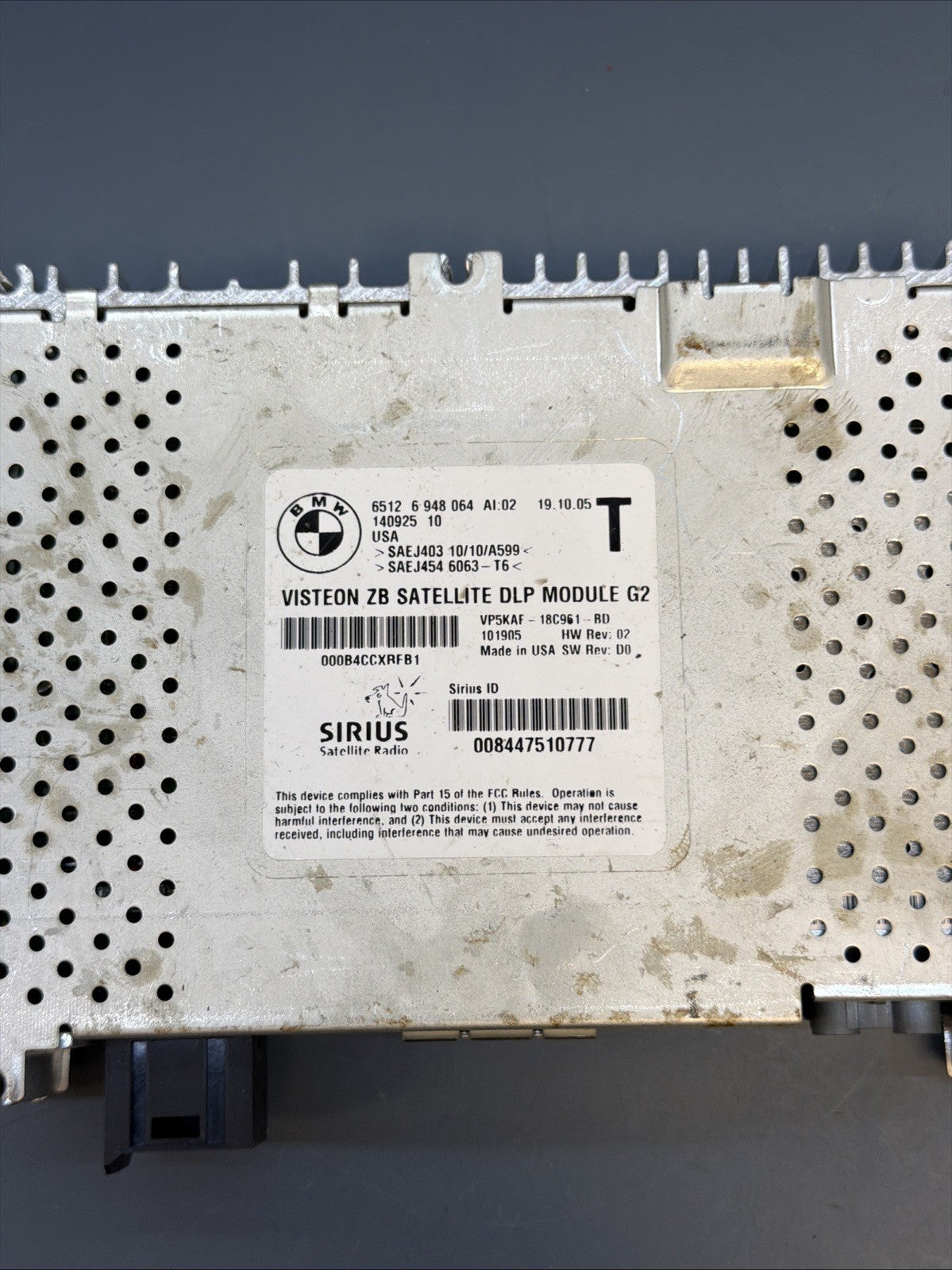 06-12 BMW E90 E60 Sirius Satellite Radio DLP Receiver Module 6948064
