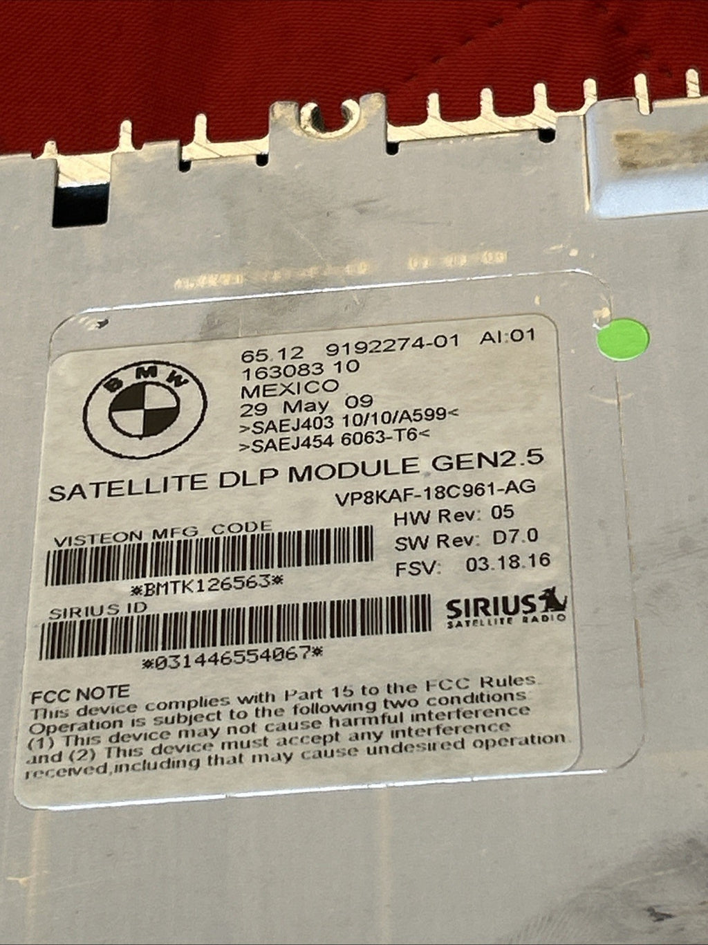 04-13 BMW E60 E61 E90 E91 Satellite Radio Receiver Sirius Module 9192274