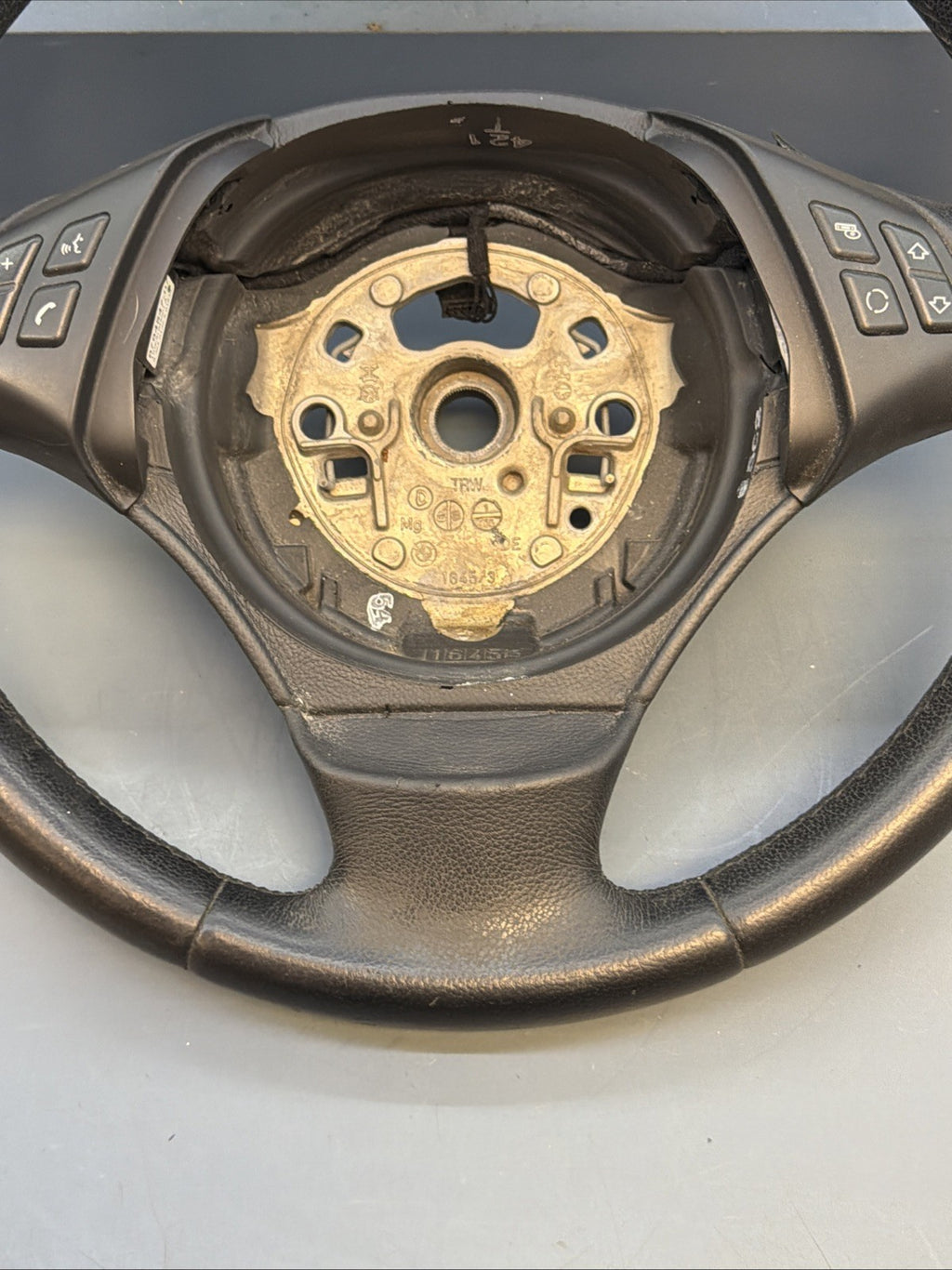 BMW 2006-2012 E90 E9X 3 SERIES BLACK LEATHER STEERING WHEEL OEM 3375E901