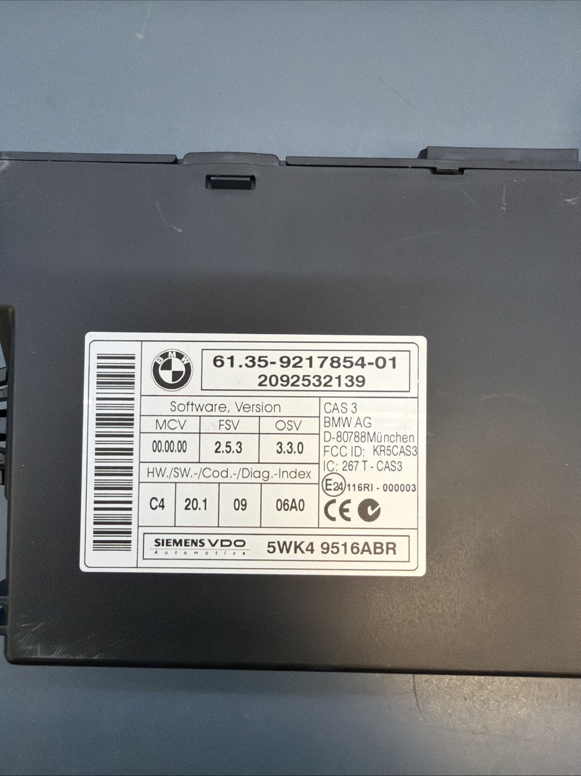 BMW 128i 135i 328i 335i M3 528i 535i X5 X6 CAS Module 9217854