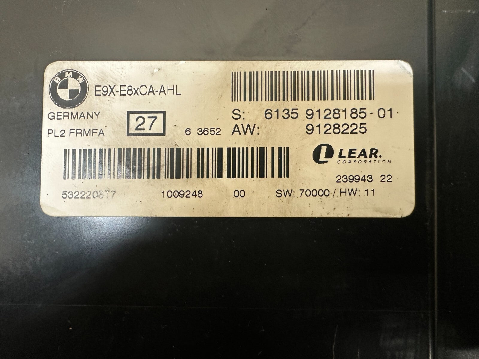 BMW 05-09 E90 3 SERIES ADAPTIVE HEADLIGHT FOOTWELL CONTROL MODULE OEM 9128185