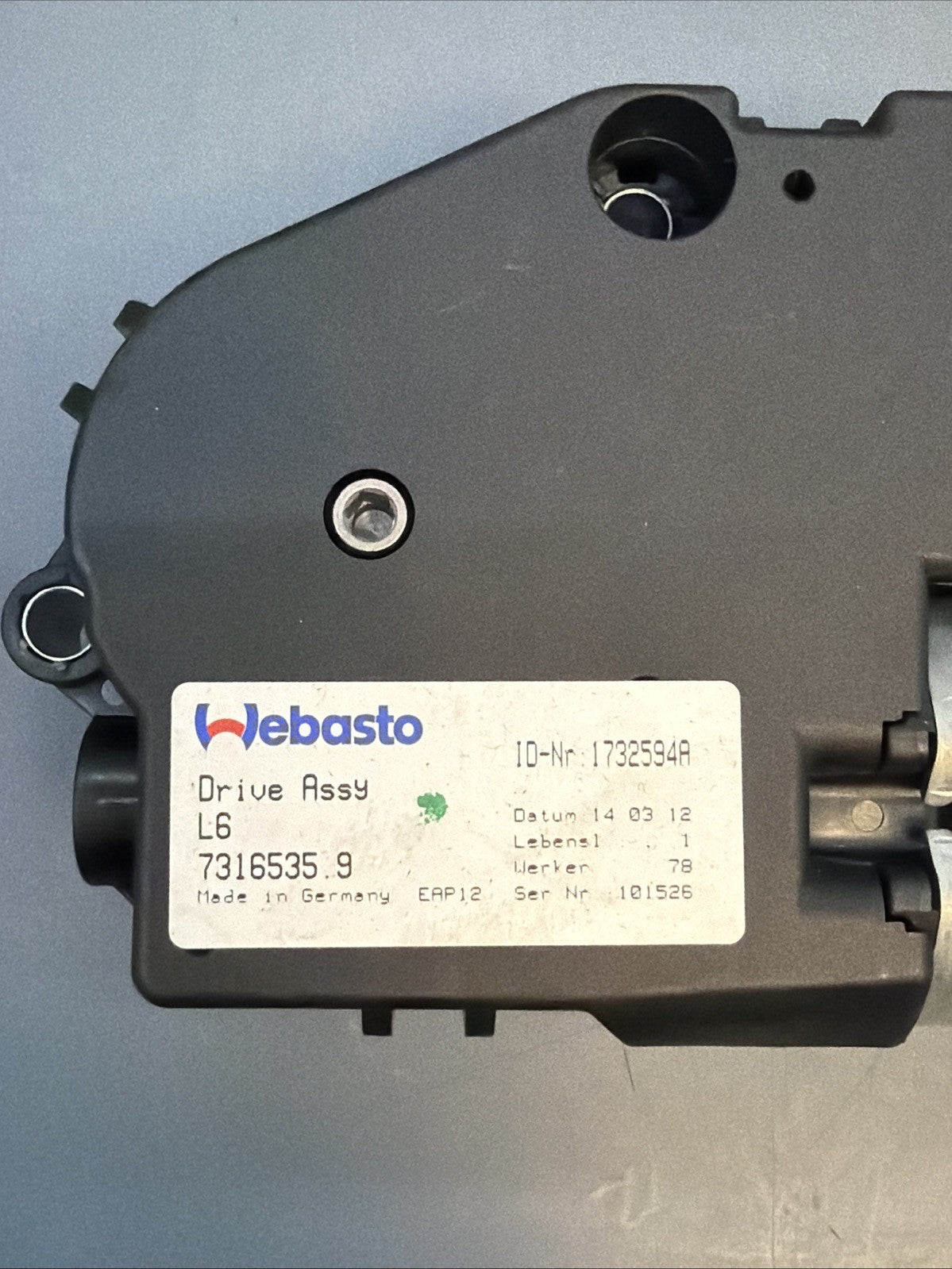 2011-2016 BMW 5-SERIES F10 528I 535I 550 SUNROOF MOTOR DRIVE UNIT 7316535 OEM