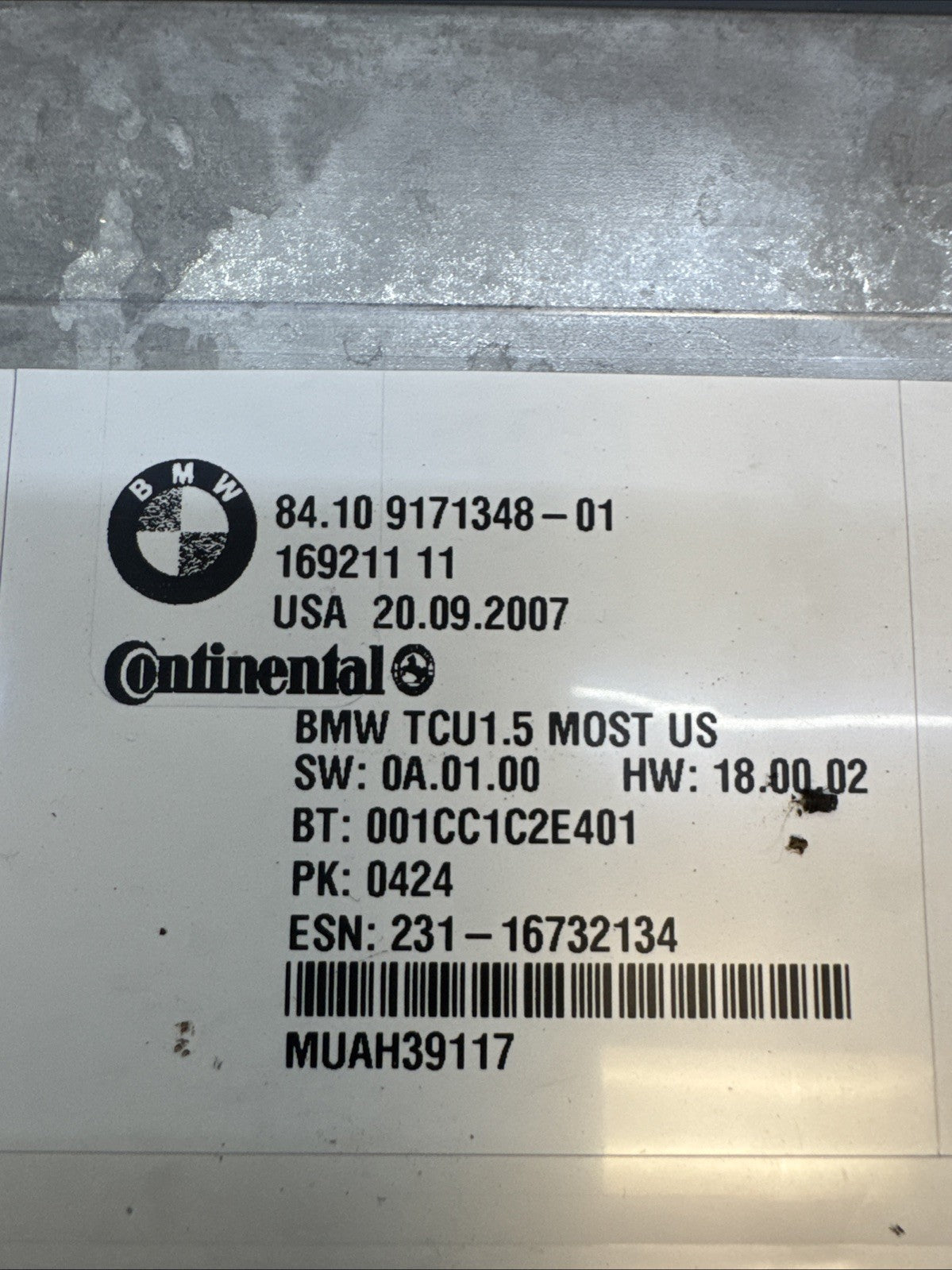 07-11 BMW 328i 335i E90 OEM Telematics Bluetooth Control Module Unit 9171348