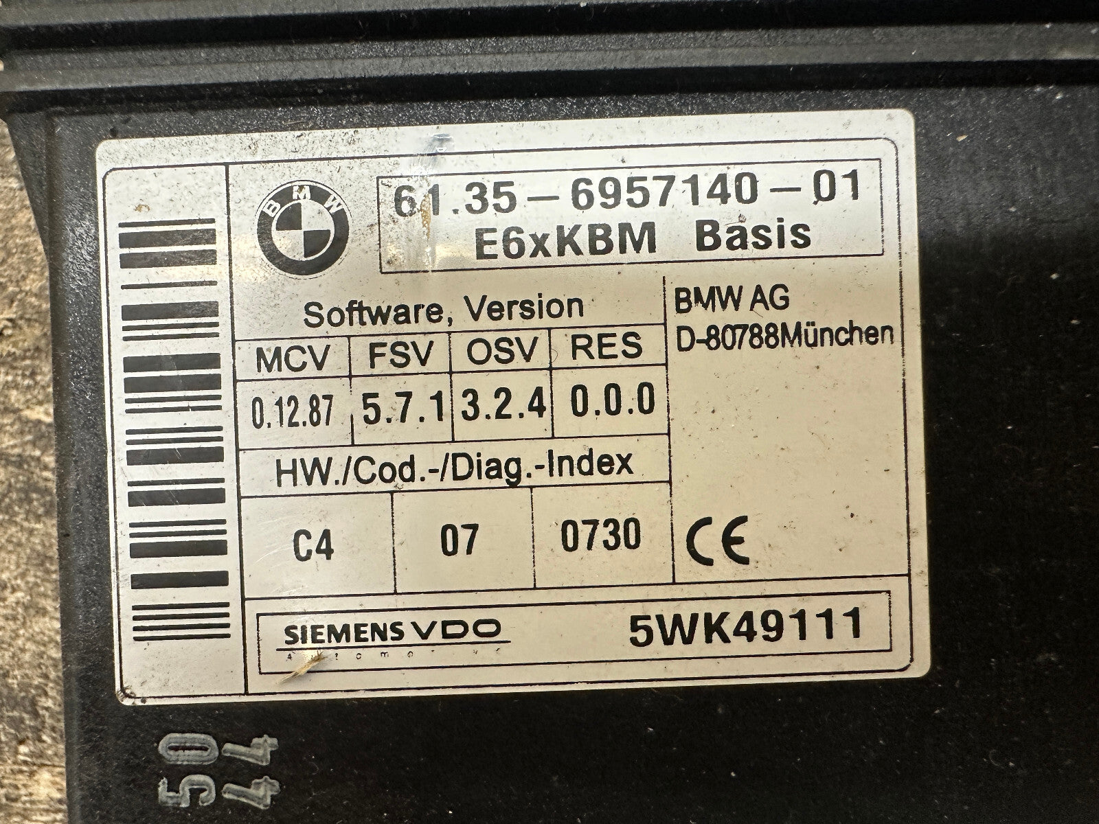 BMW 04-10 E60 5 SERIES BCU BCM BODY CONTROL MODULE OEM 6957140