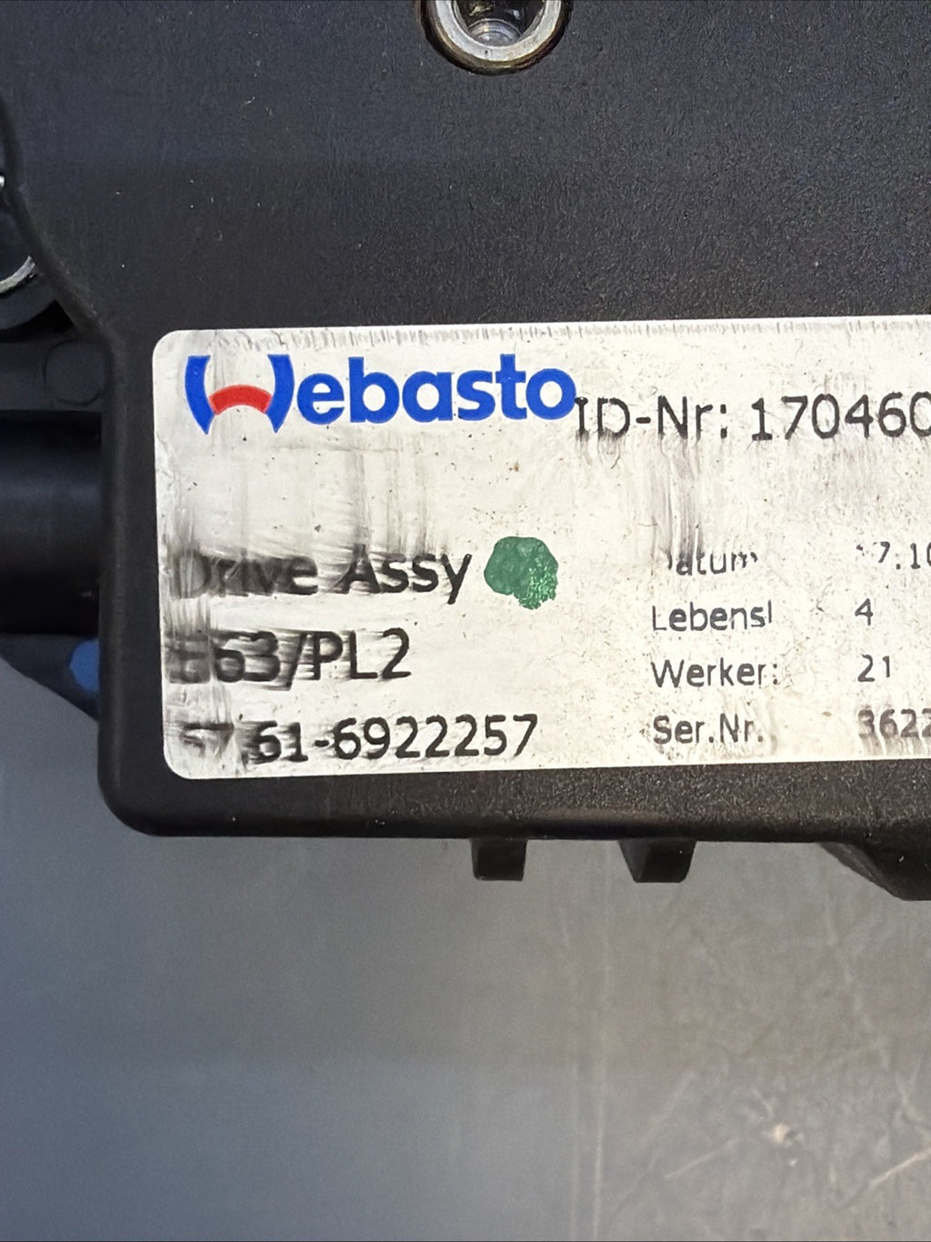 05-13 BMW E63 E82 E90 E92 SUNROOF MOON ROOF MOTOR UNIT 6922257 OEM