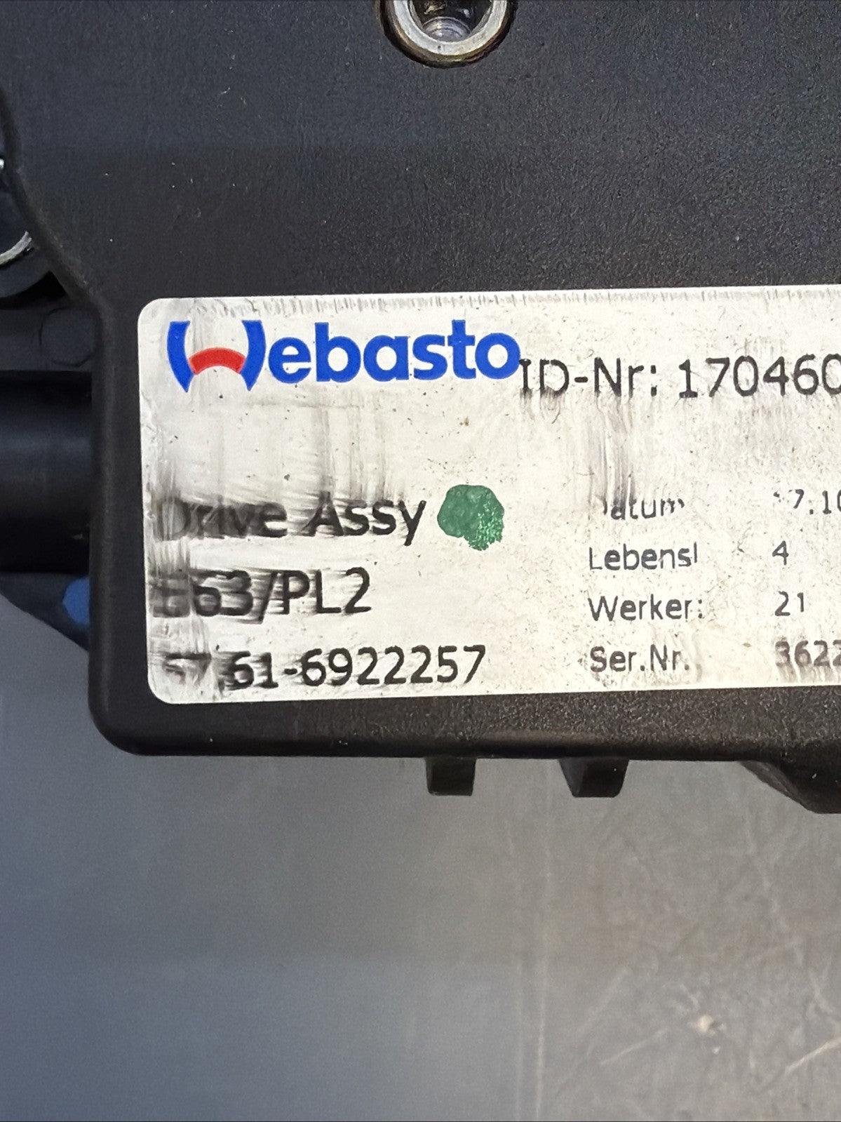 05-13 BMW E63 E82 E90 E92 SUNROOF MOON ROOF MOTOR UNIT 6922257 OEM