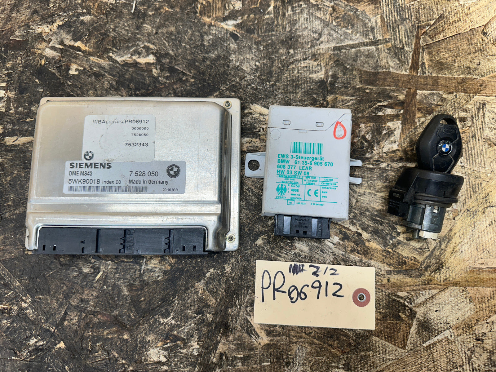 BMW 97-06 E46 325xi M54 ECU/DME+CAS IMMOBILIZER+KEY MS43 7528050+6905670