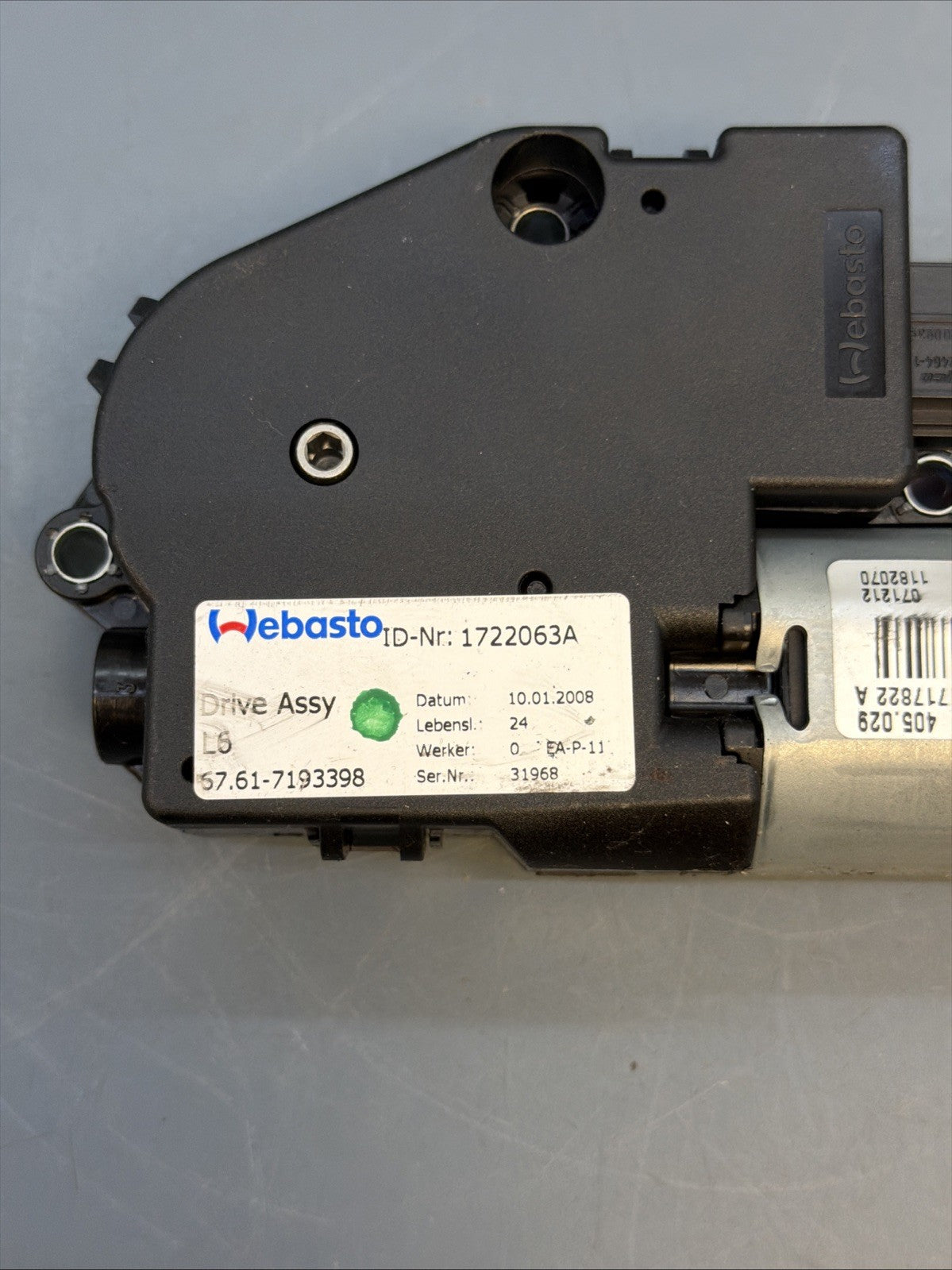 07-13 OEM BMW E90 E92 328 335 M3 Upper Sunroof Moon Roof Motor Unit 7193398