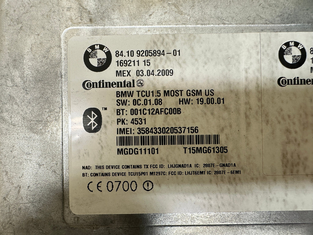 BMW 08-10 E60 5 SERIES REAR BLUETOOTH COMMUNICATION CONTROL MODULE OEM 9205894