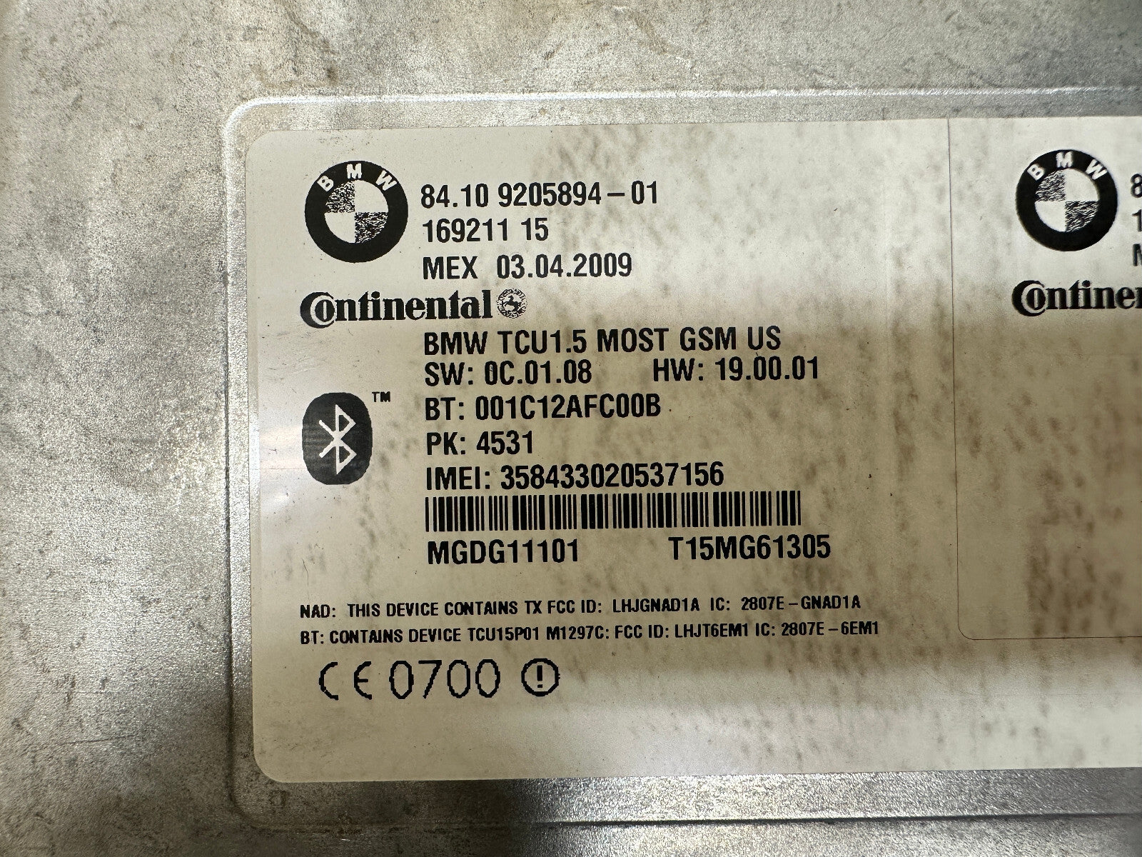BMW 08-10 E60 5 SERIES REAR BLUETOOTH COMMUNICATION CONTROL MODULE OEM 9205894