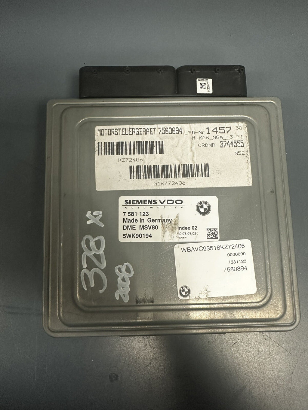 BMW E90 N52N ENGINE CONTROL ECU UNIT SET DME KEY IGNITION MSV80.0 7581123