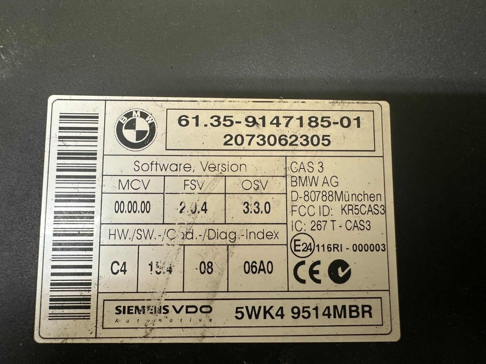 BMW 2006-2013 E9X 3 SERIES N54 ECU+CAS/IMMOBILIZER+KEY VIN MATCHED OEM 7583332