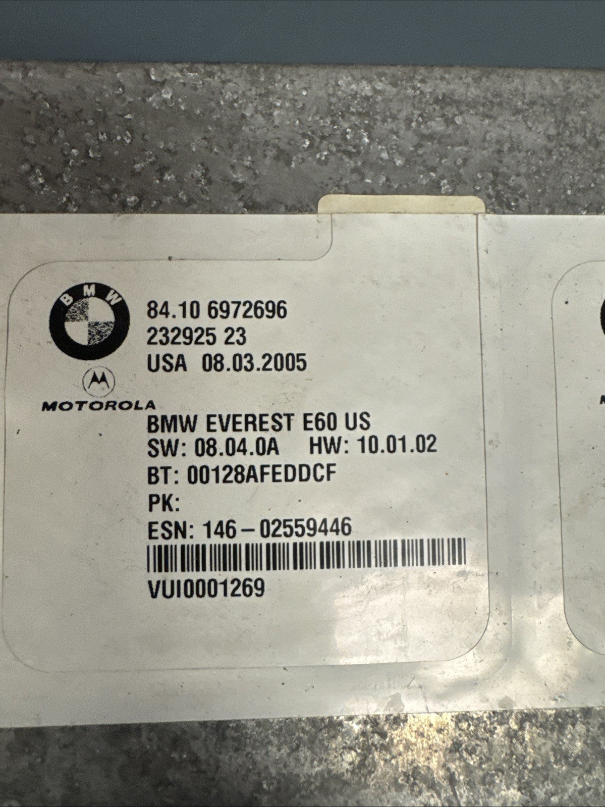 2006 BMW 3 Series BLUETOOTH CONTROL MODULE 84.10 6972696-01