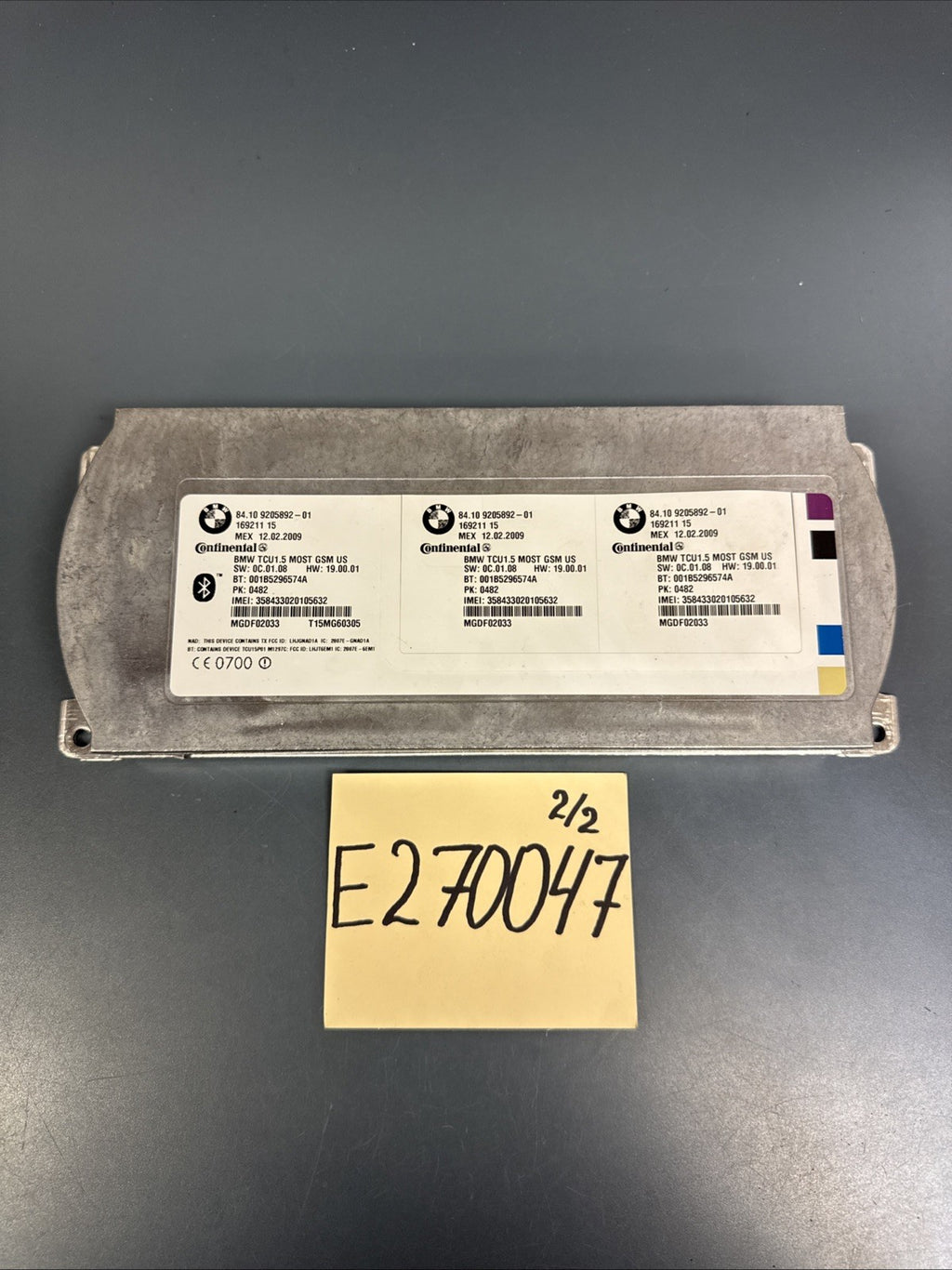 08-11 BMW 335I E92 TELEMATICS BLUETOOTH COMMUNICATION CONTROL MODULE 9205892