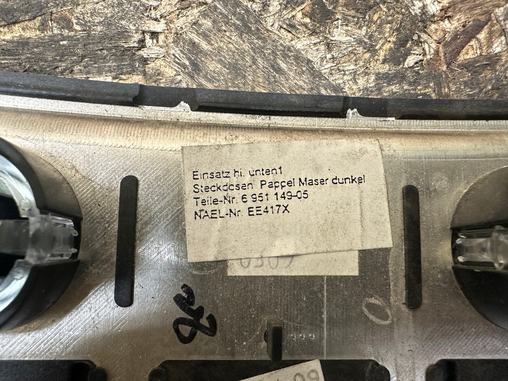 BMW 05-10 E60 5 SERIES CENTER DASH POPLAR WOOD POWER OUTLET COVER OEM 6951149