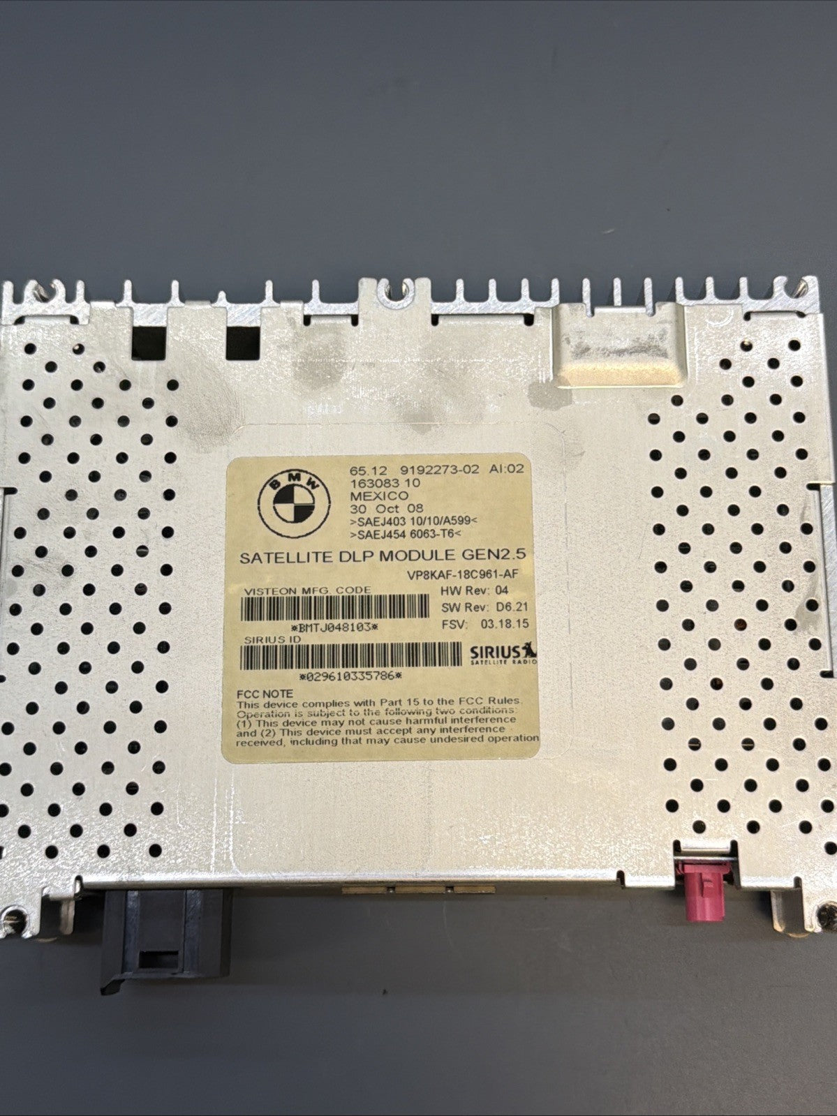 BMW 1 3 5 6 7 X5 X6 Z4 series SIRIUS SATELLITE RADIO MODULE GEN2.5 DLP 9192273