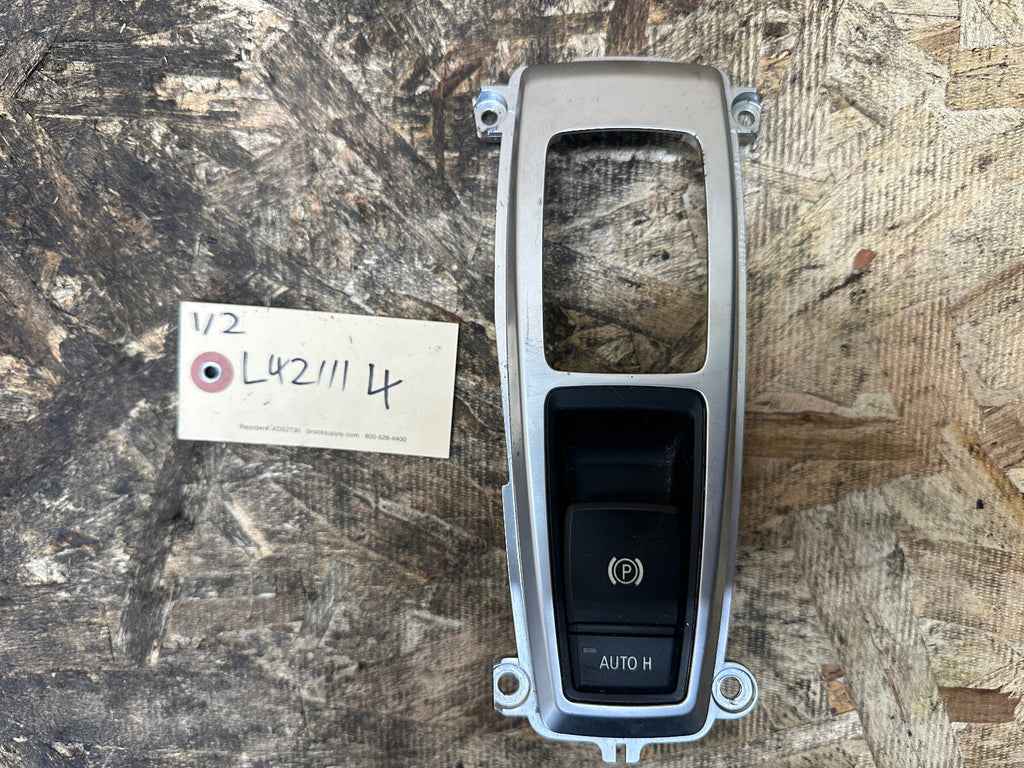 BMW 06-14 X5 X6 CENTER SILVER SHIFTER BEZEL TRIM+PARKING BRAKE SWITCH 9148508