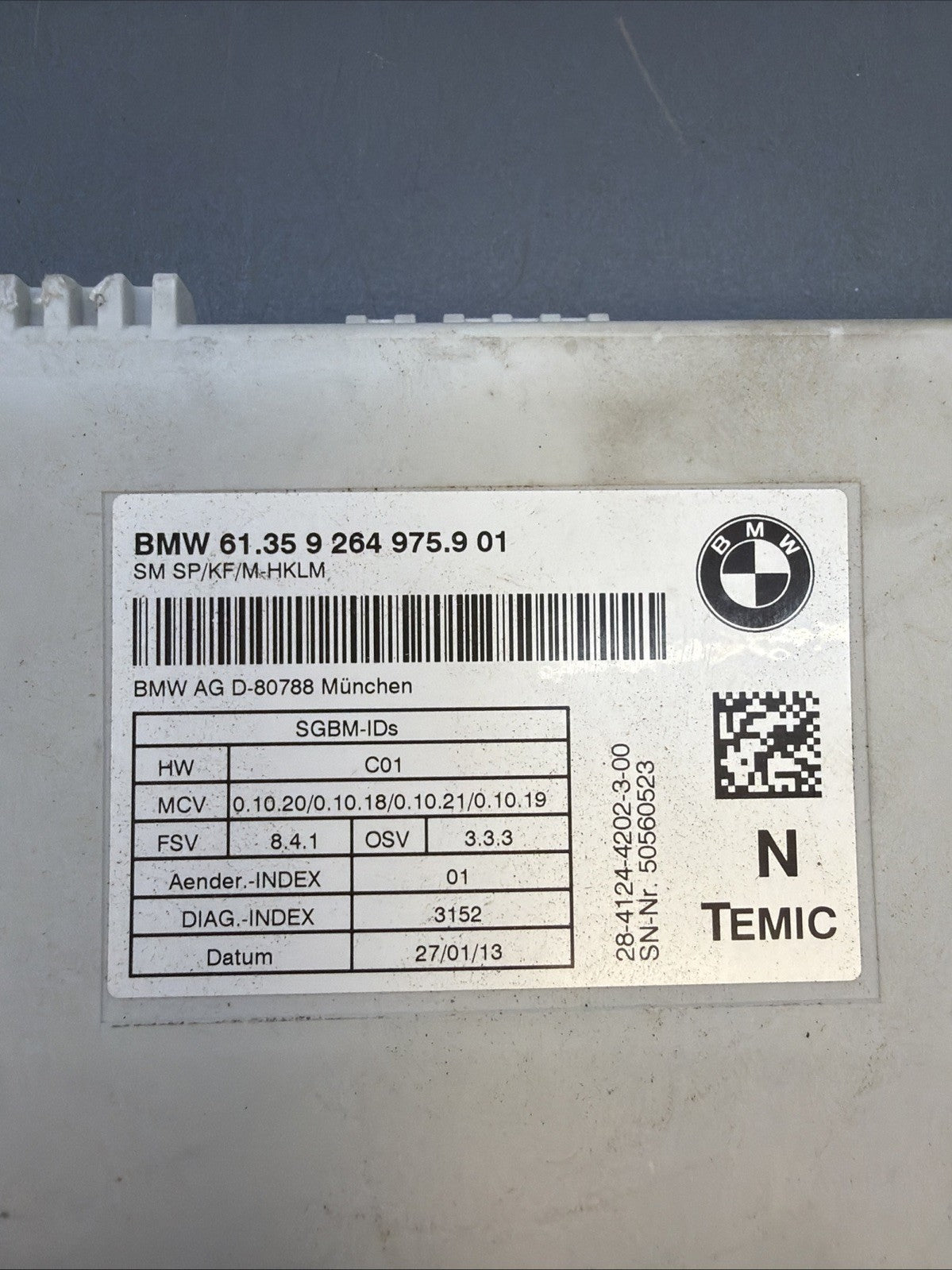 2007 - 2014 BMW X5 X6 E70 E71 FRONT LEFT DRIVER SEAT CONTROL MODULE 9264975