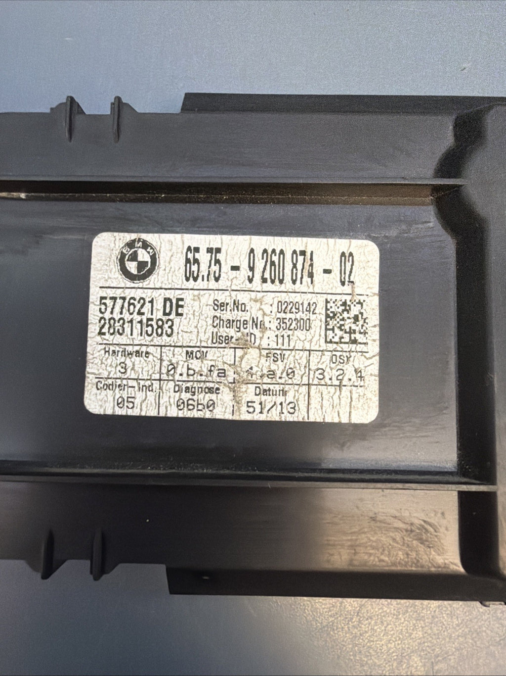 BMW X1 (E84) ANTI-THEFT ULTRASONIC ALARM SENSOR MODULE 9260874