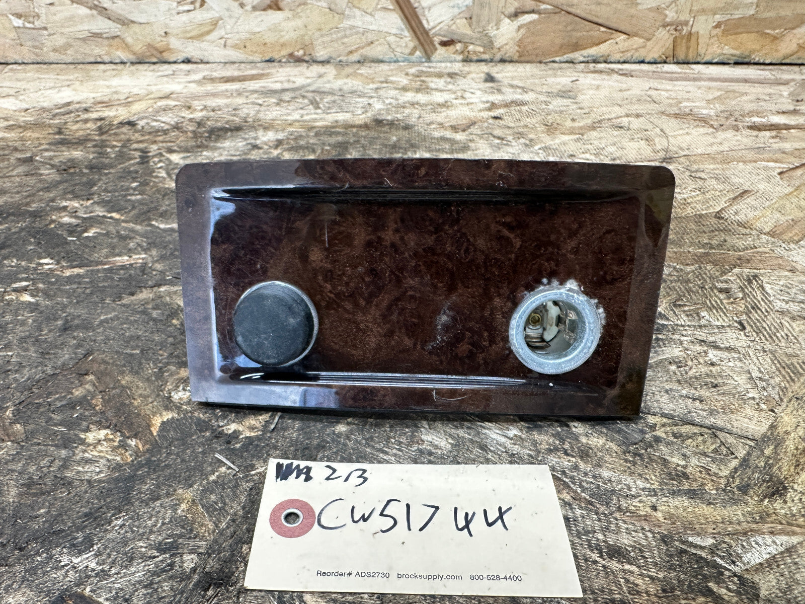 BMW 05-10 E60 5 SERIES CENTER DASH POPLAR WOOD POWER OUTLET COVER OEM 6951149