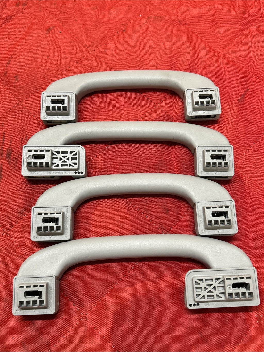 06-11 BMW E90 328I 335I INTERIOR ROOF GRAB HANDLE 7033659 OEM SET OF 4 GREY