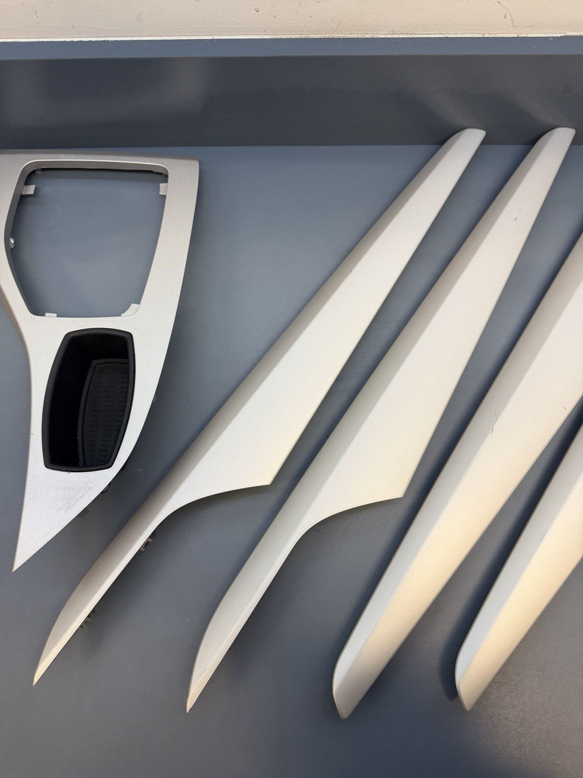 12-15 BMW E84 X1 Center Console Door Panel Interior Silver Trim Cover Set