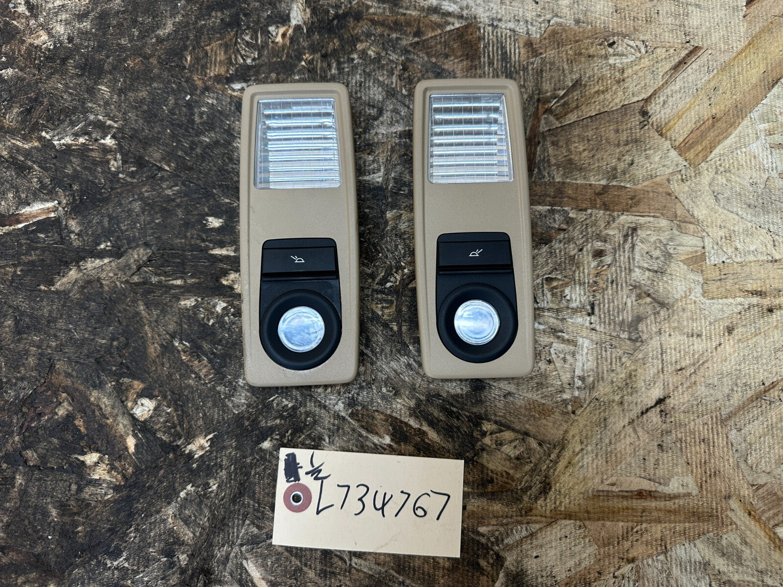 BMW 11-17 F25 X3 TOP INTERIOR READING LIGHT SET OF 2 R+L SIDE TAN OEM 9215622+3